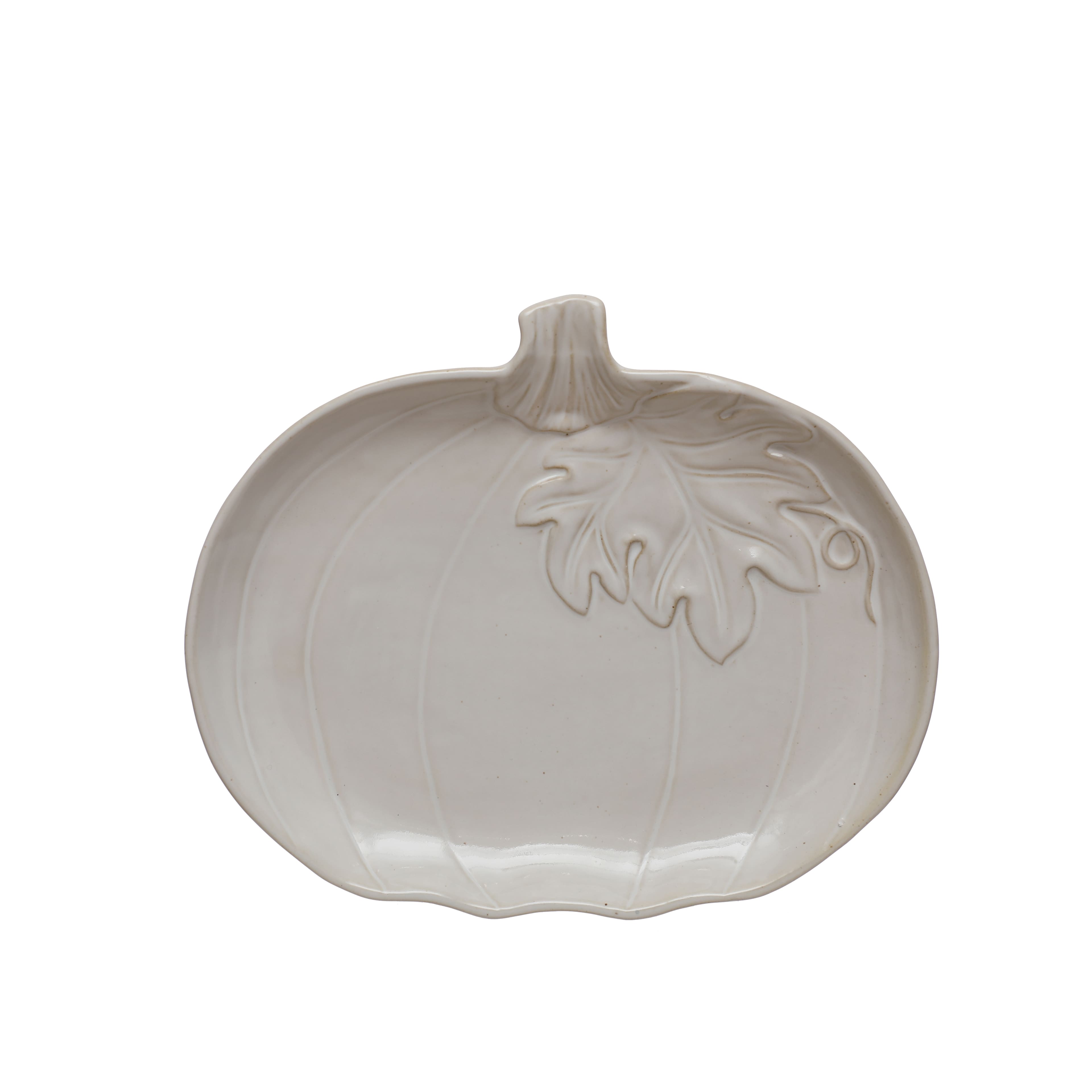 10.75&#x22; White Pumpkin Ceramic Serving Plate by Ashland&#xAE;