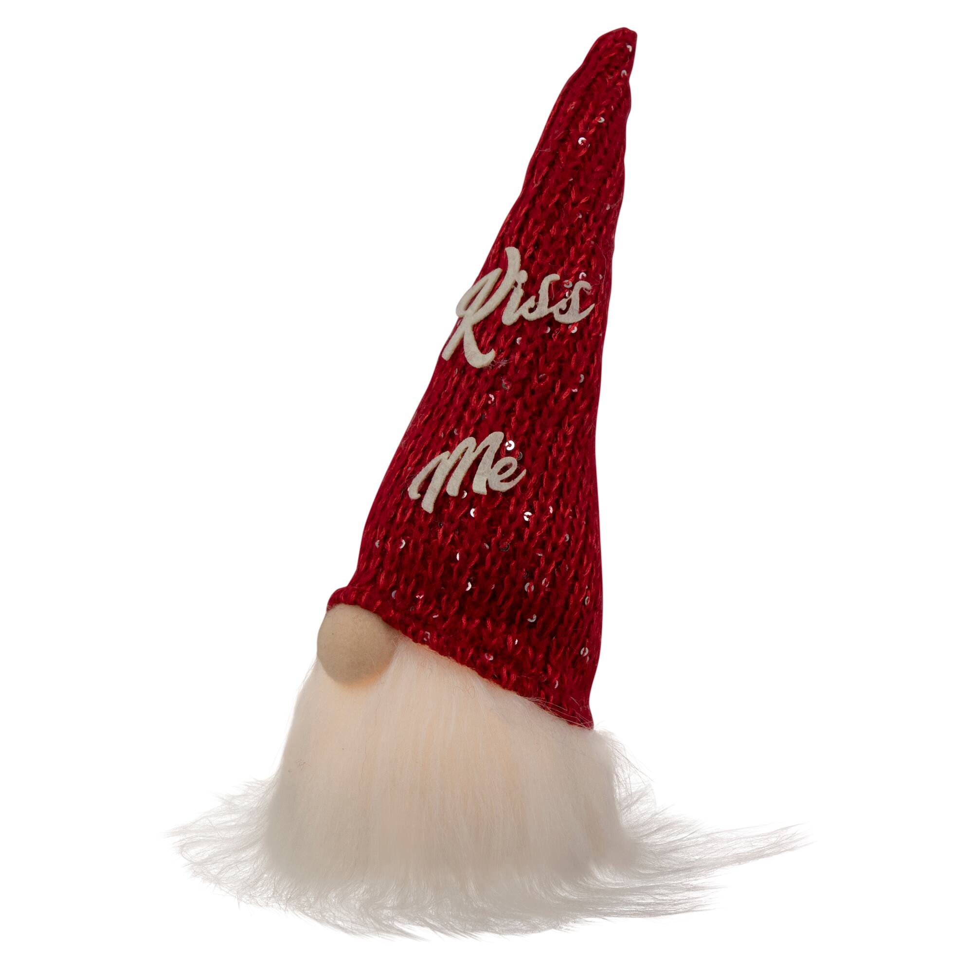 11.5&#x22; Lighted Red Knit &#x27;Kiss Me&#x27; Hat Valentine&#x27;s Day Gnome