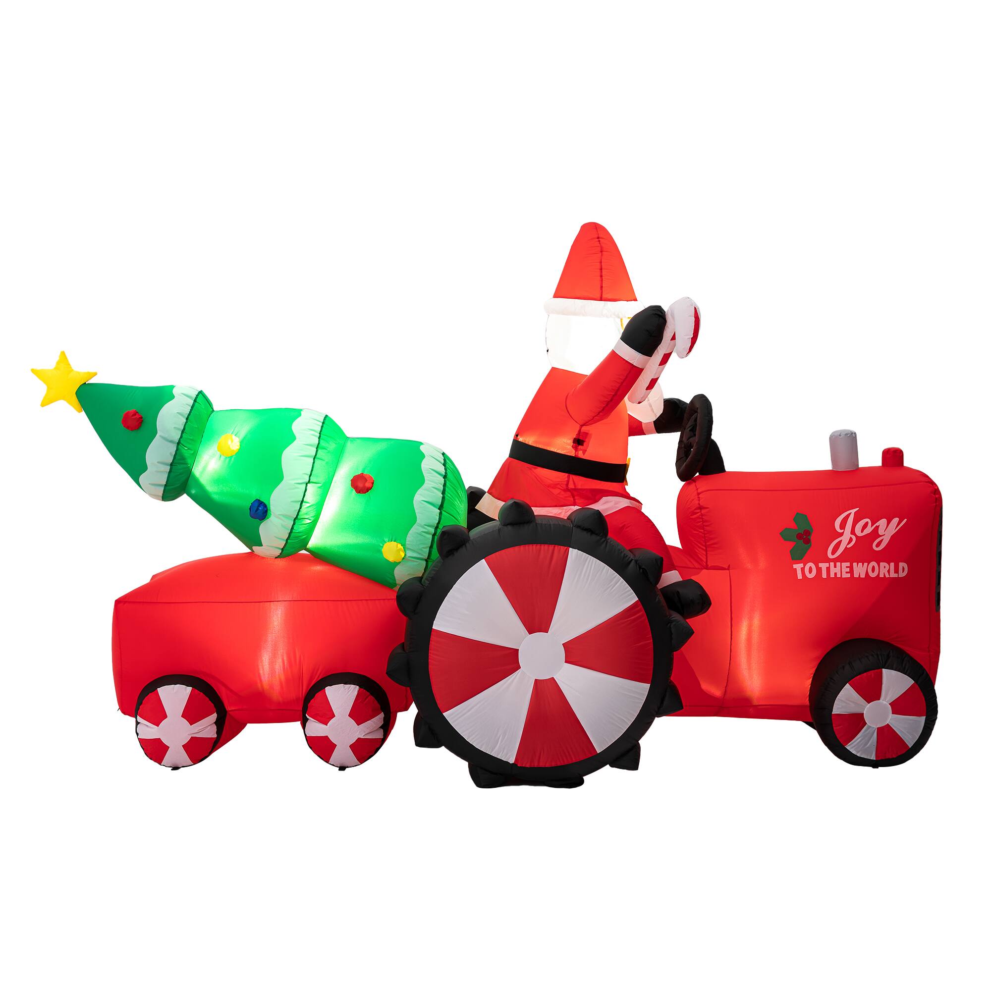 Glitzhome&#xAE; 11ft. Lighted Inflatable Santa on Tractor D&#xE9;cor