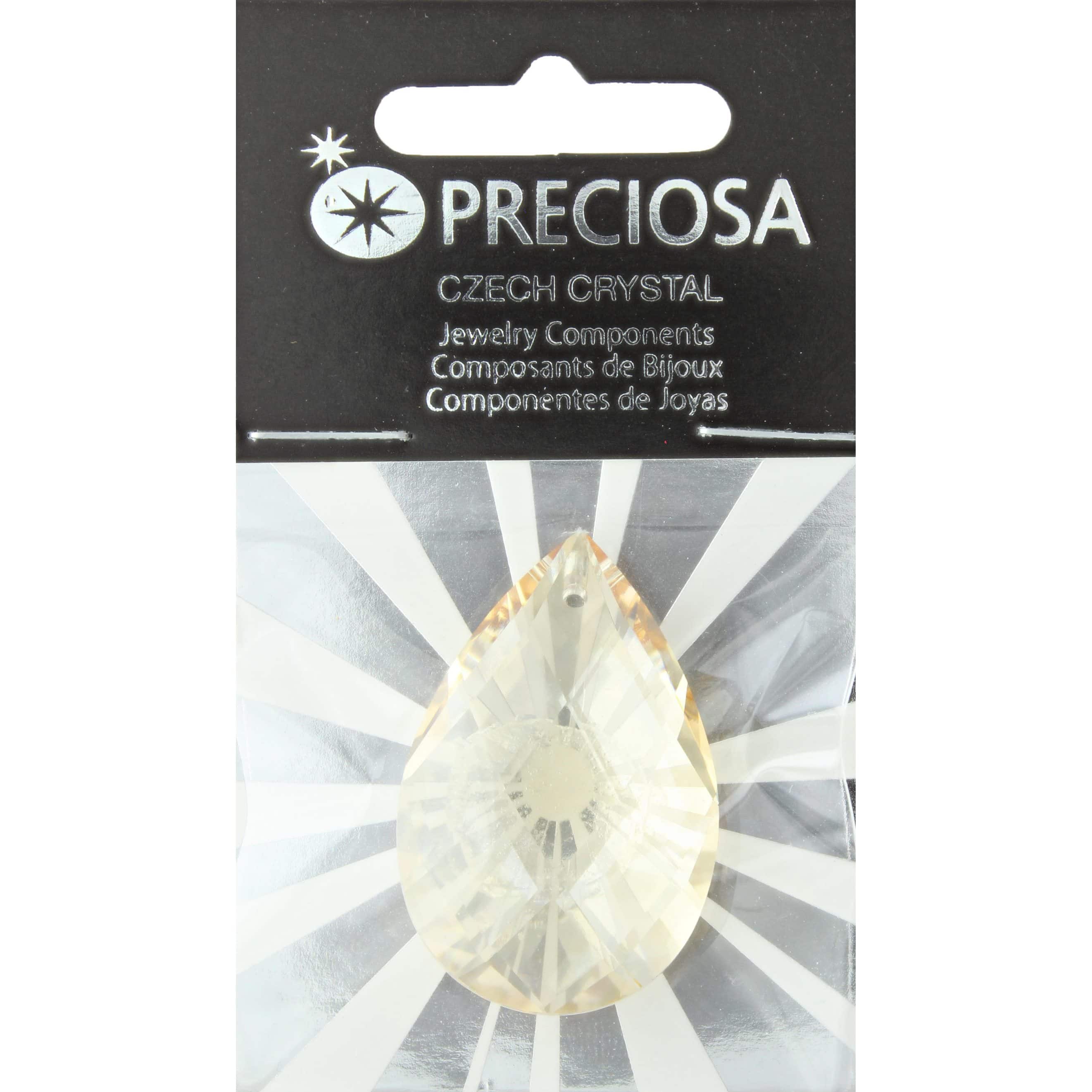 John Bead Preciosa Czech Crystal Drop Almond Pendant