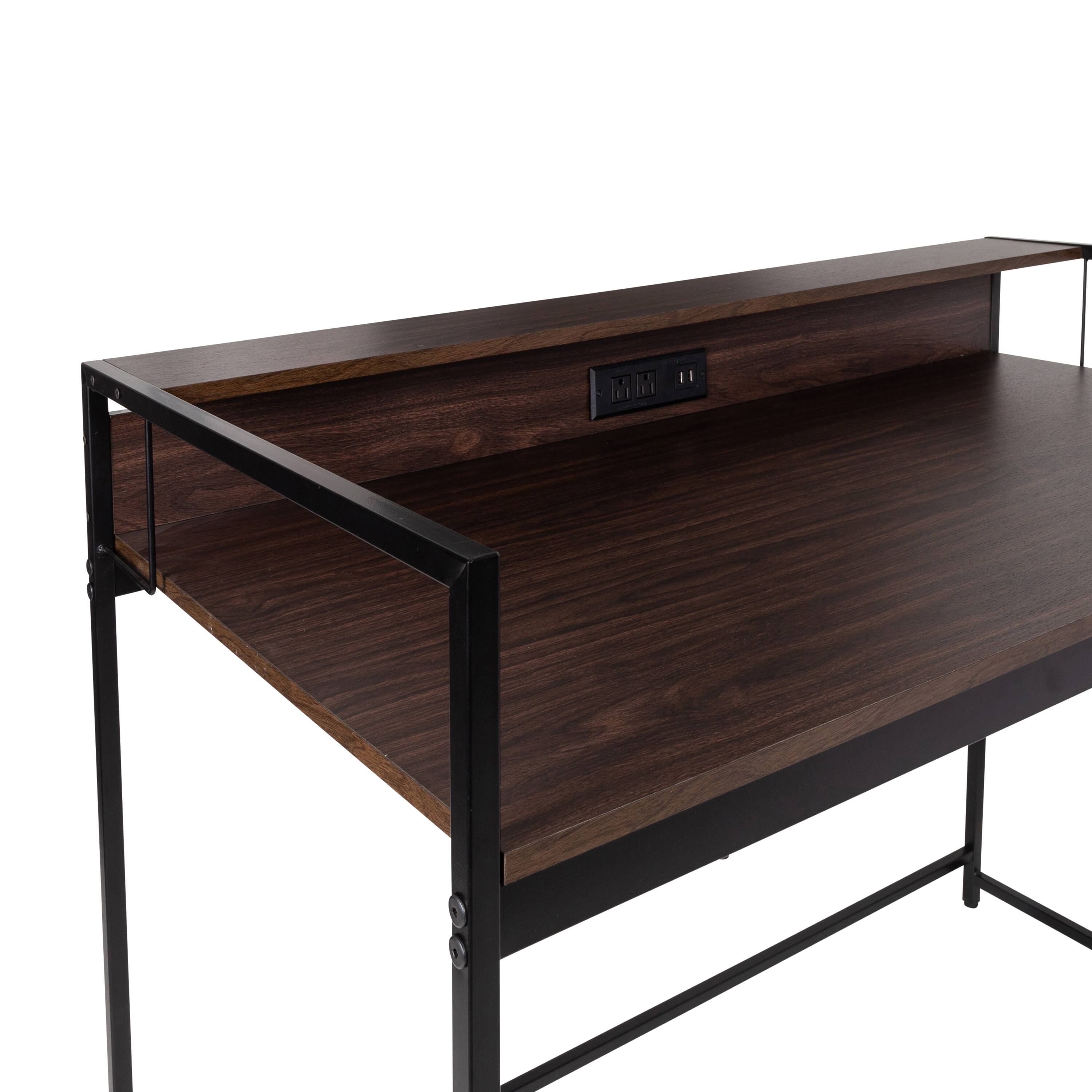 Honey Can Do Walnut & Black Computer Desk