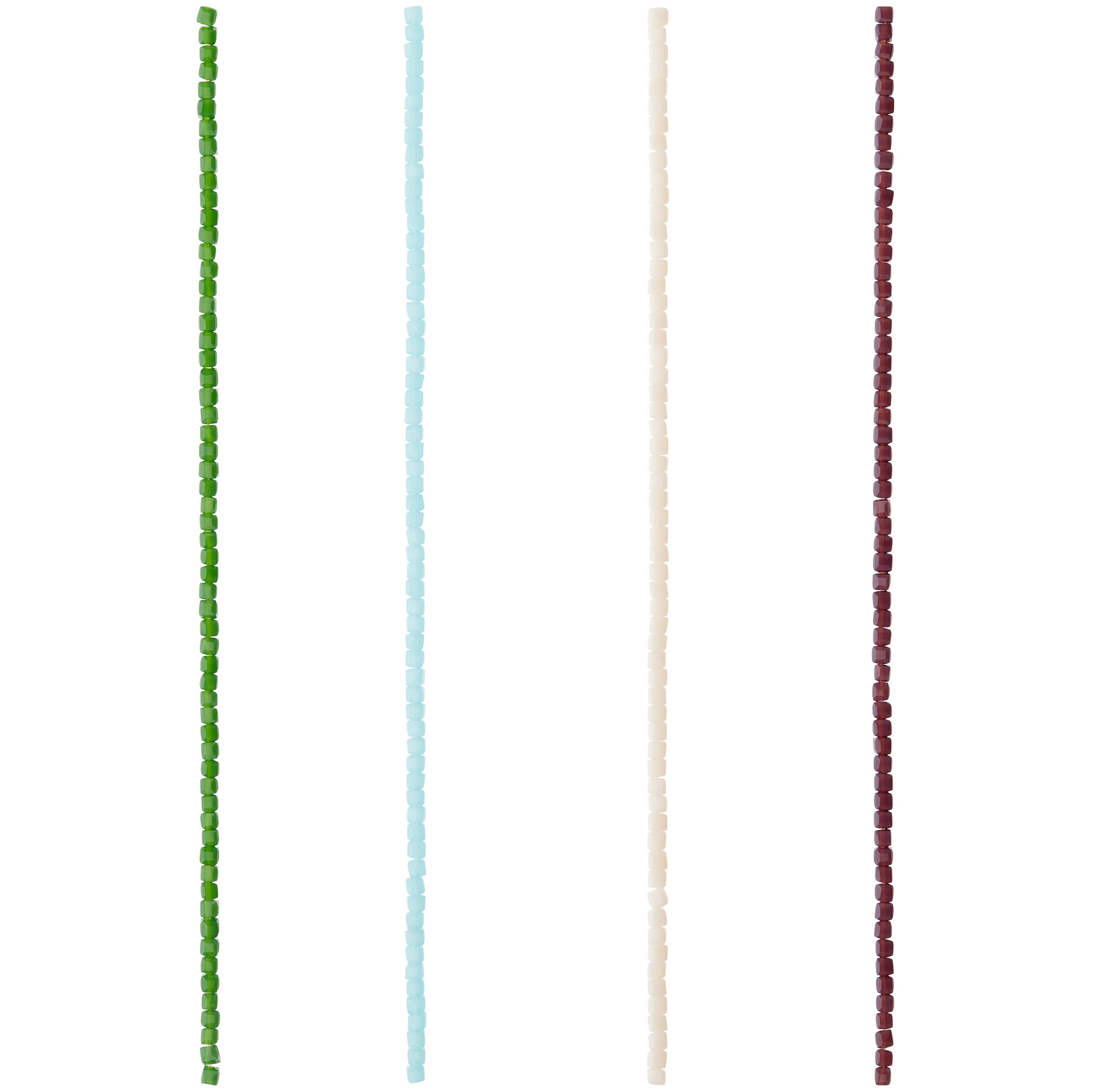 12 Pack: Purple, Green & Blue Glass Cube Beads, 3mm by Bead Landing™