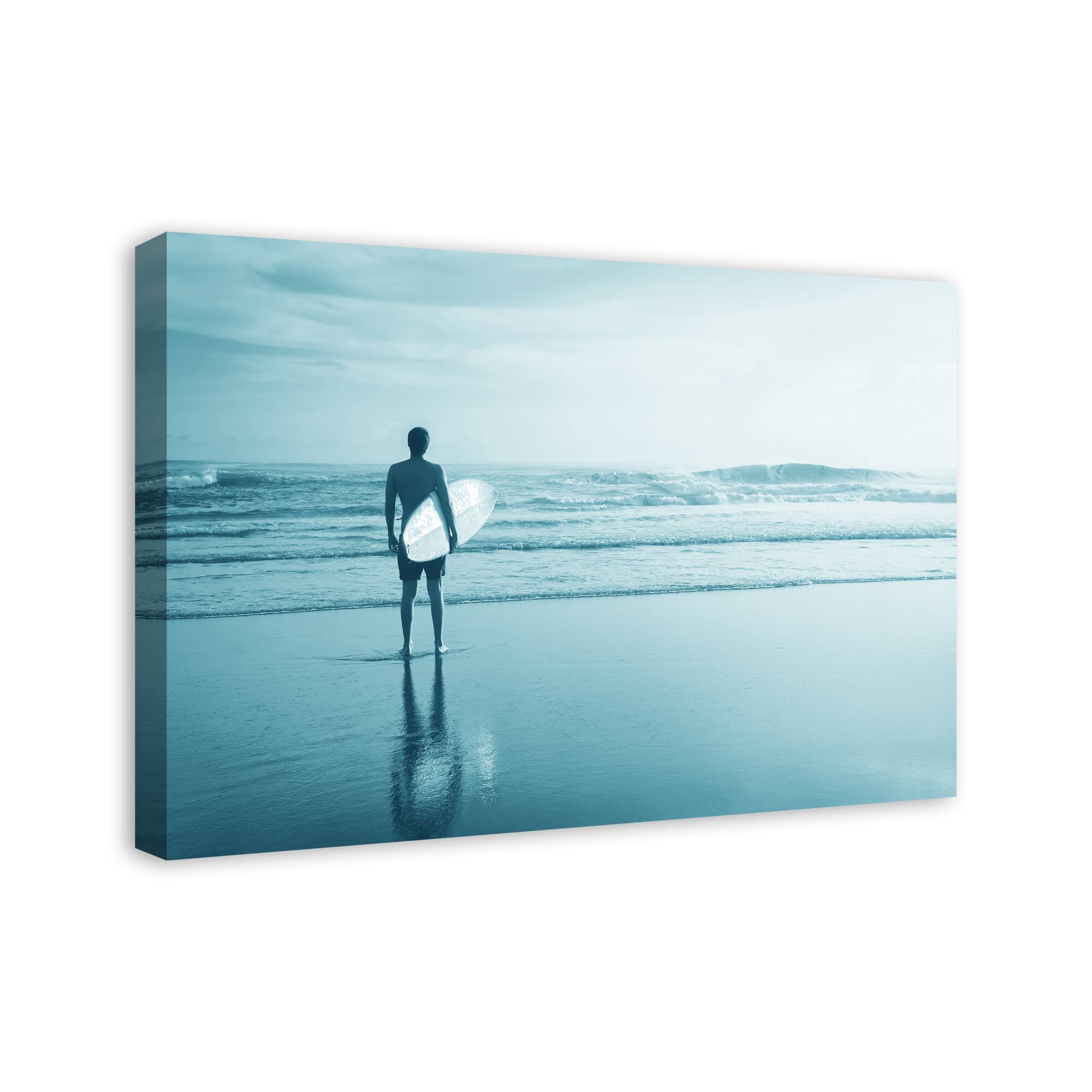 Monochrome Surfer Canvas Wall Art
