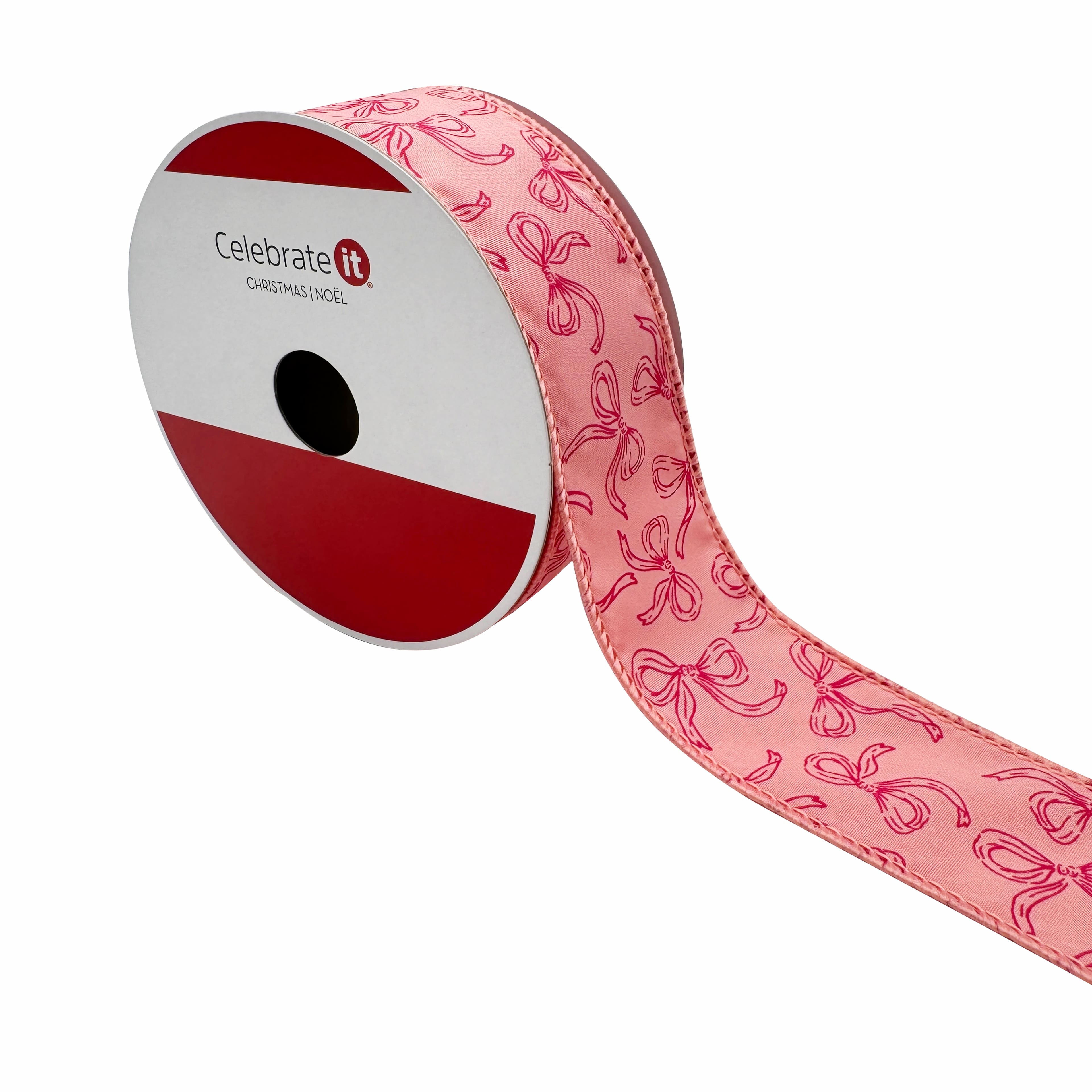1.5&#x22; x 30ft. Holly Jolly Bows Wired Ribbon by Celebrate It&#xAE;