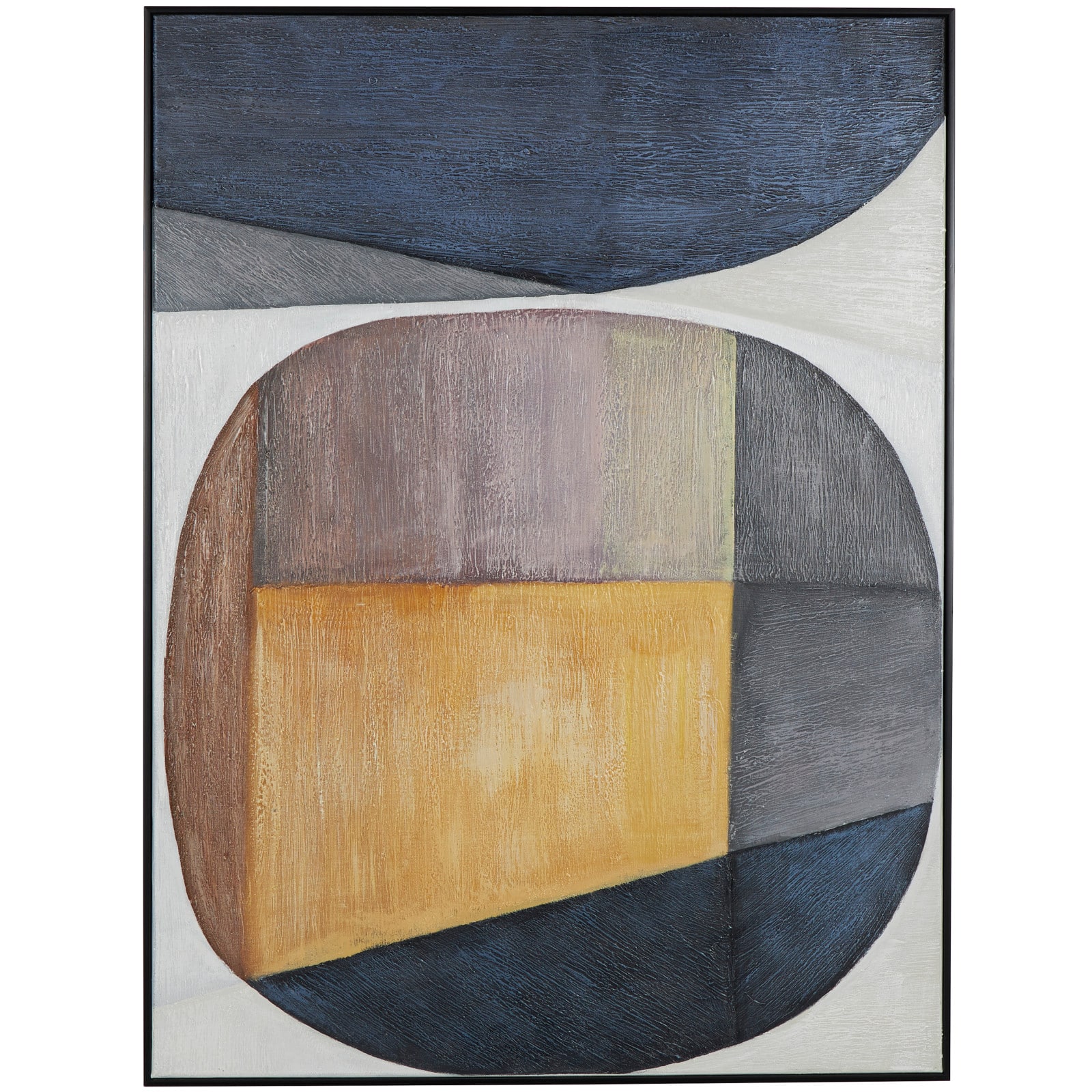 Gray & Yellow Abstract Circle Framed Wall Art