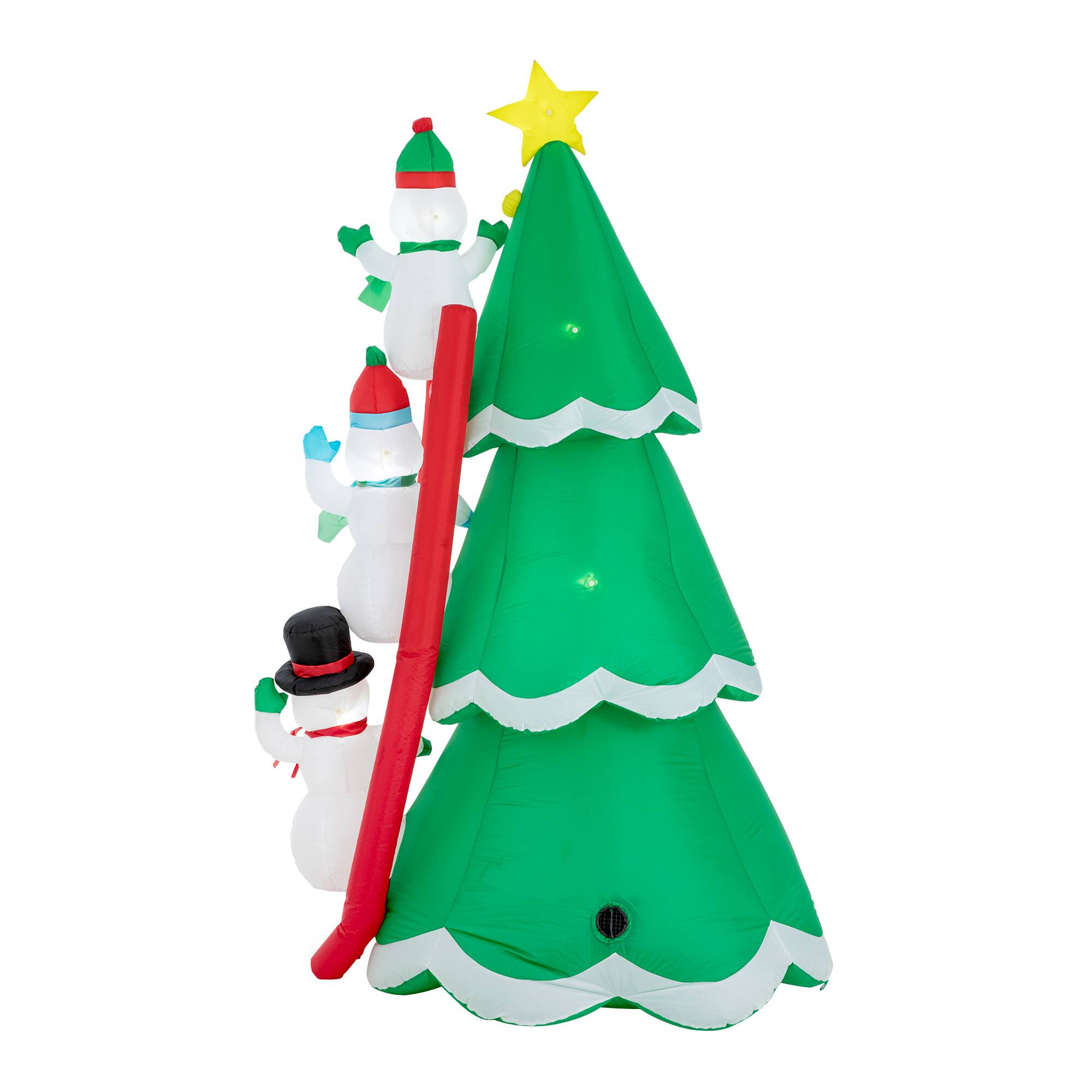 Glitzhome® 8ft. Lighted Inflatable Xmas Snowman Climbing Up Tree Décor