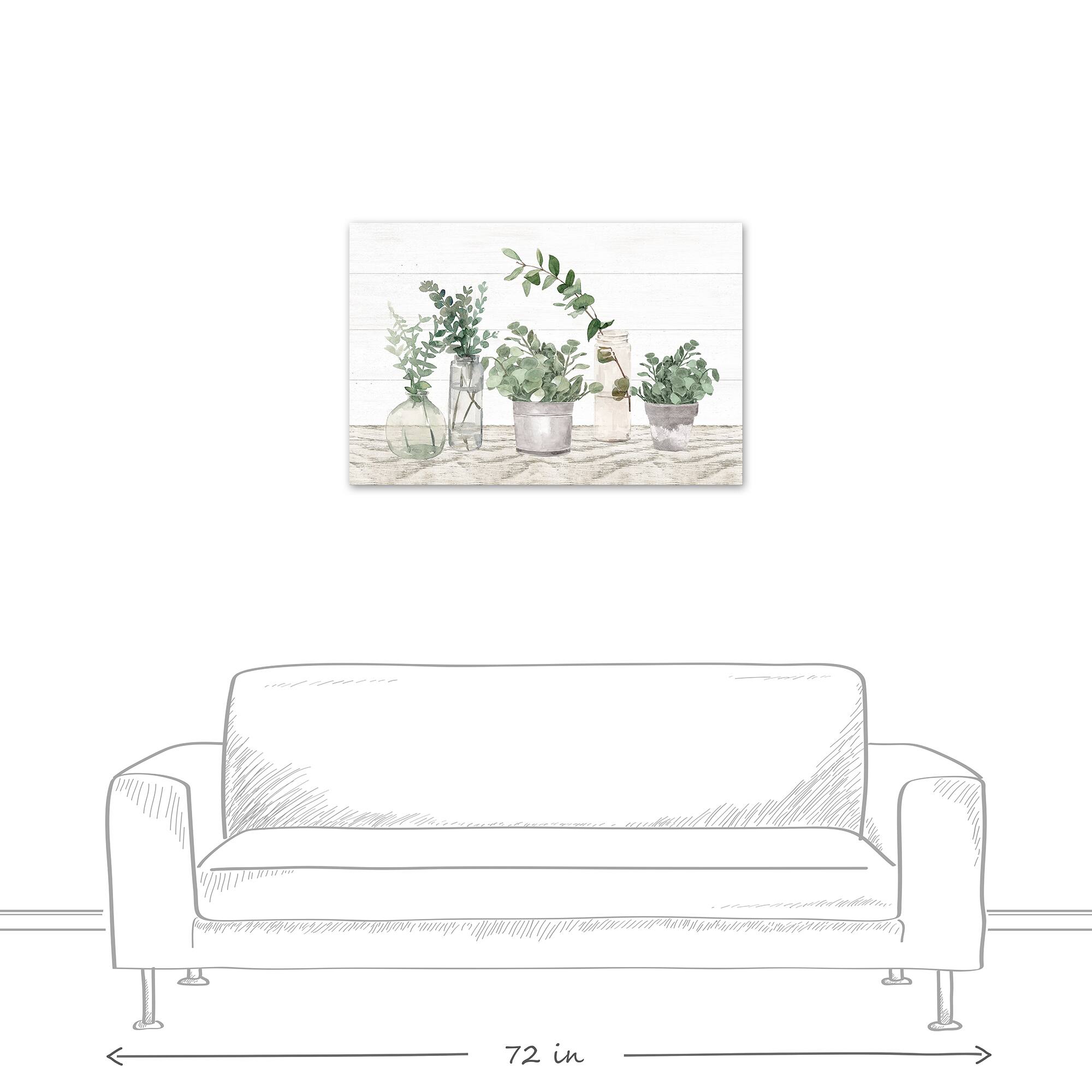 Glass Pots With Plants 36&#x22; x 24&#x22; Canvas Wall Art