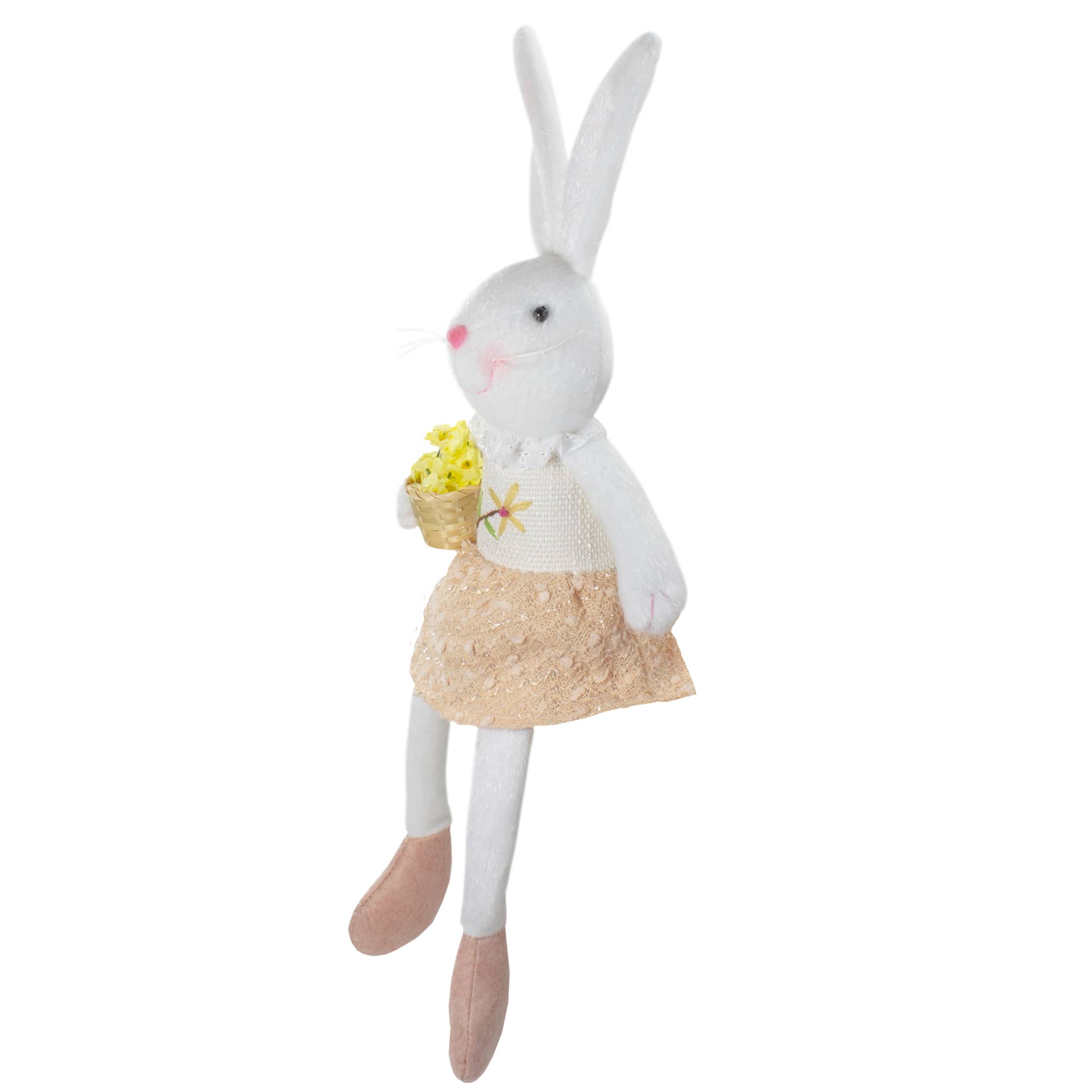 24&#x22; White &#x26; Pink Girl Easter Bunny Spring Figure