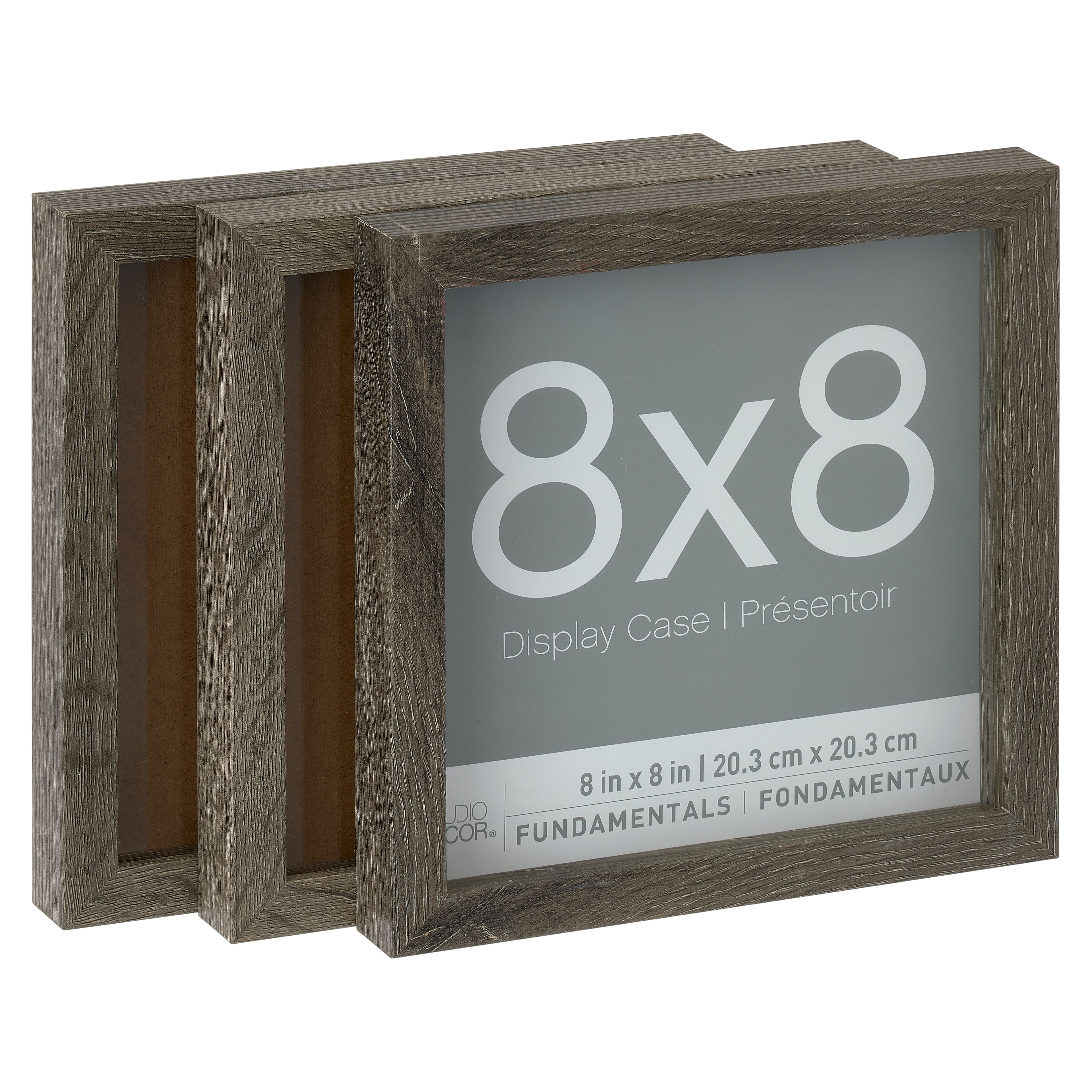 3 Pack Fundamentals 8" x 8" Grey Shadow Boxes by Studio Décor®