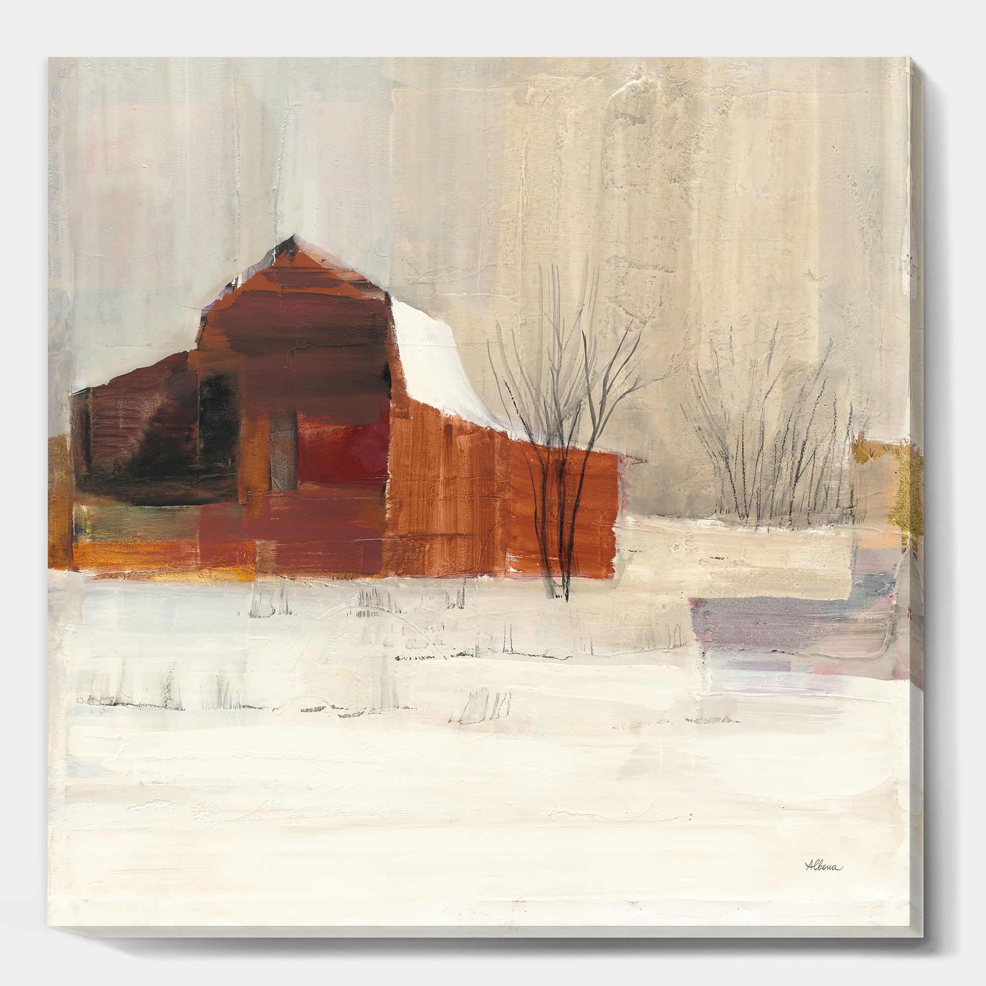 Designart - Winter in the Barns - Farmhouse Canvas Art