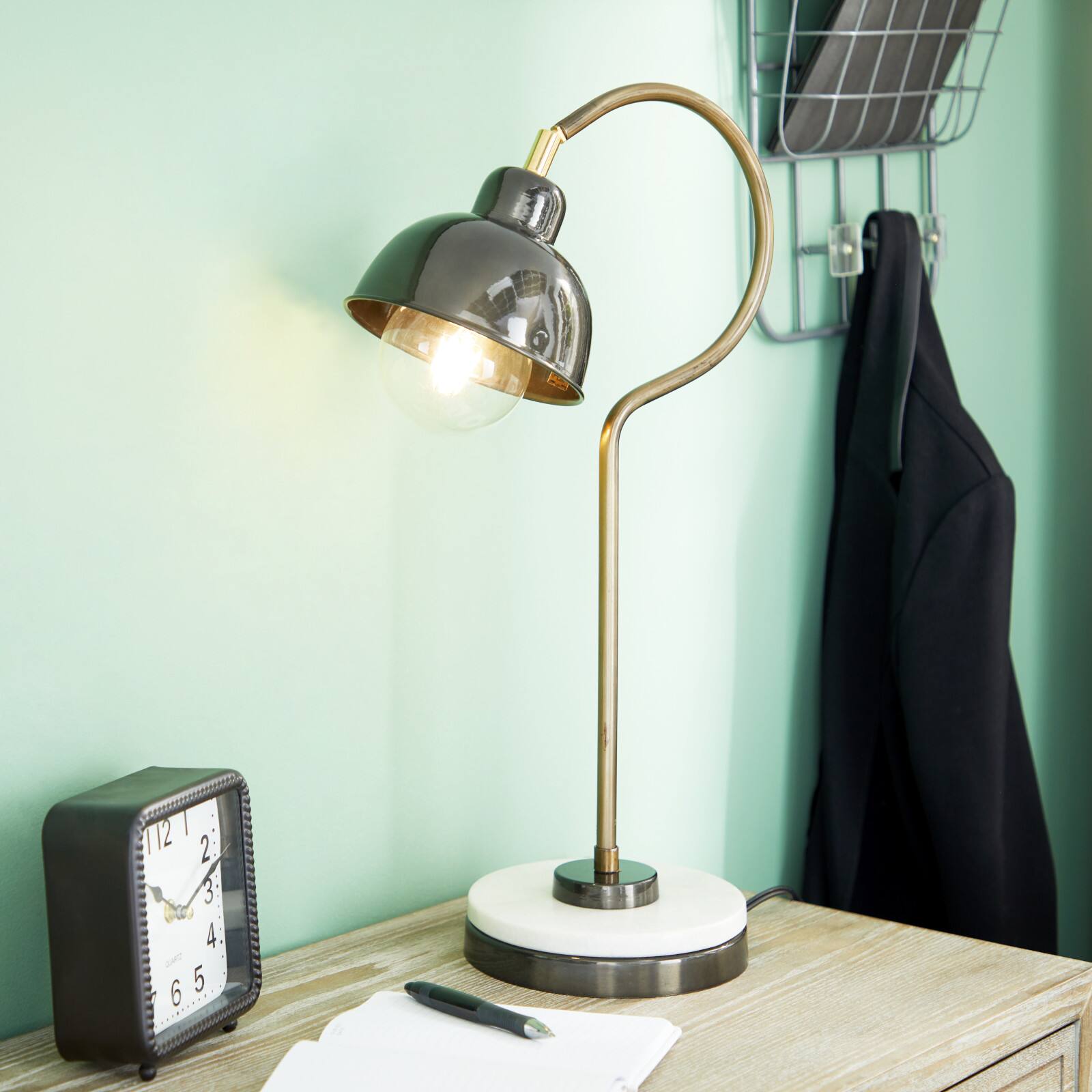 Black Metal Industrial Desk Lamp, 22&#x22; x 7&#x22; x 13&#x22;