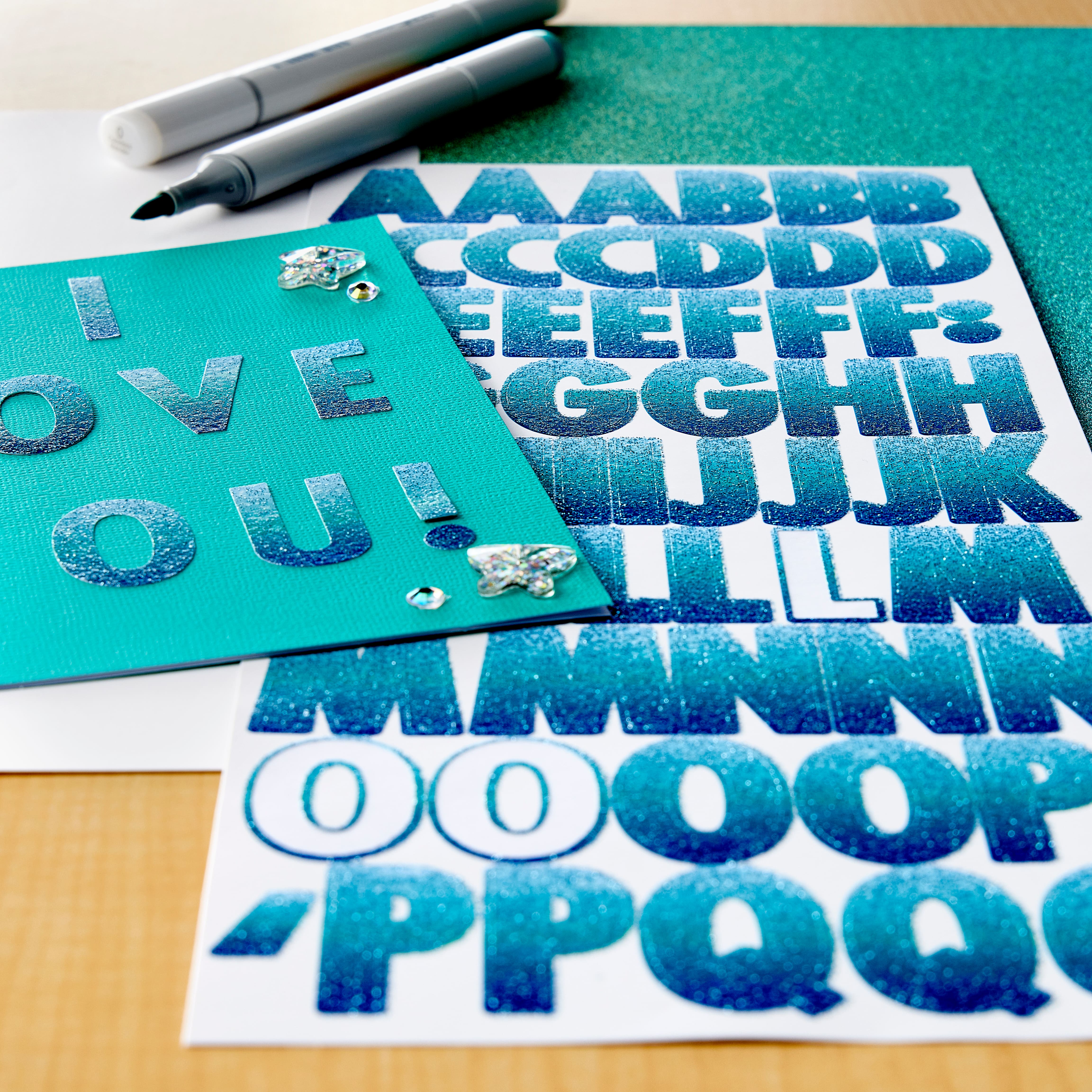12 Pack: Blue Glitter Ombre Alphabet Stickers by Recollections™