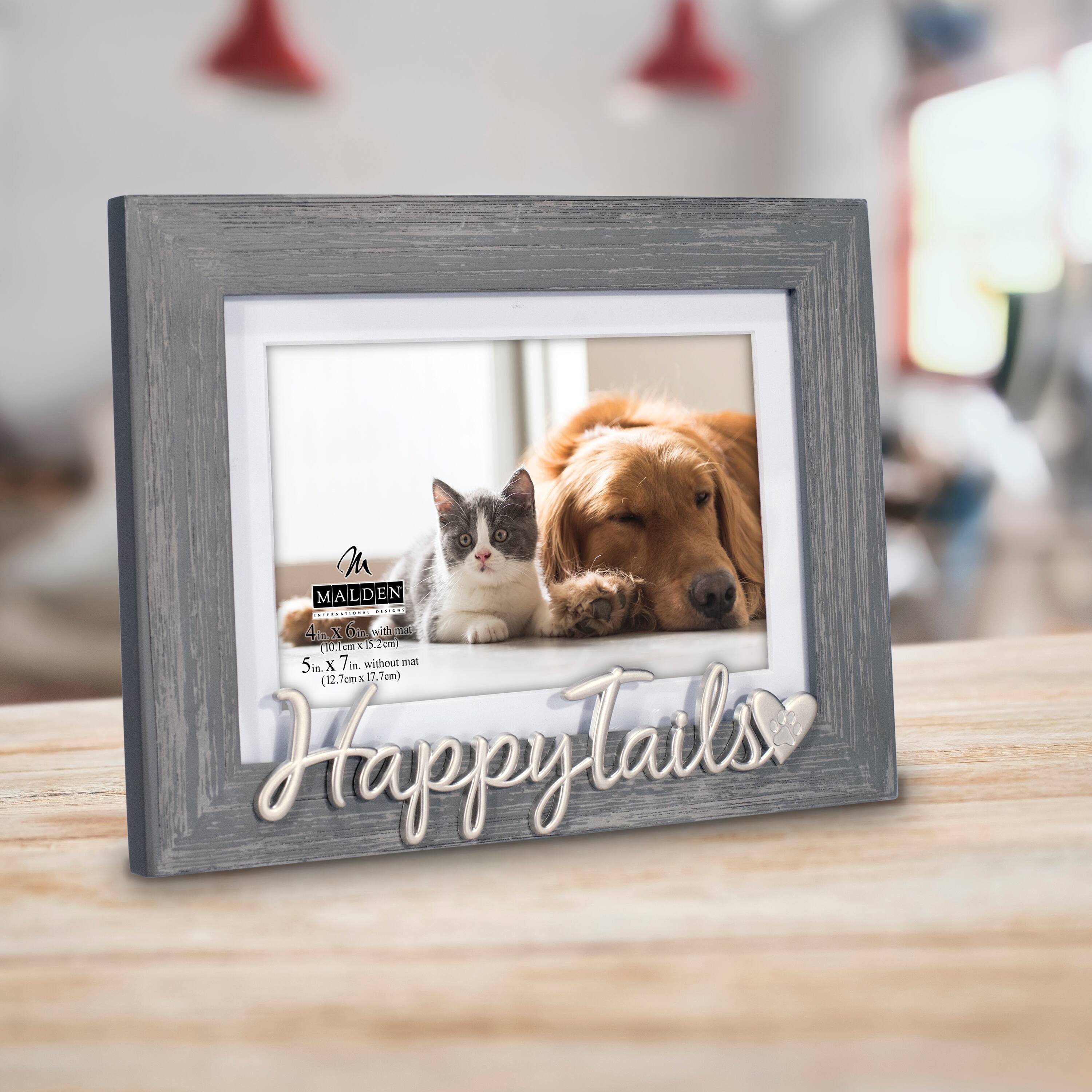 Malden International Designs Happy Tails 4" x 6" Distressed Expression Frame with Mat