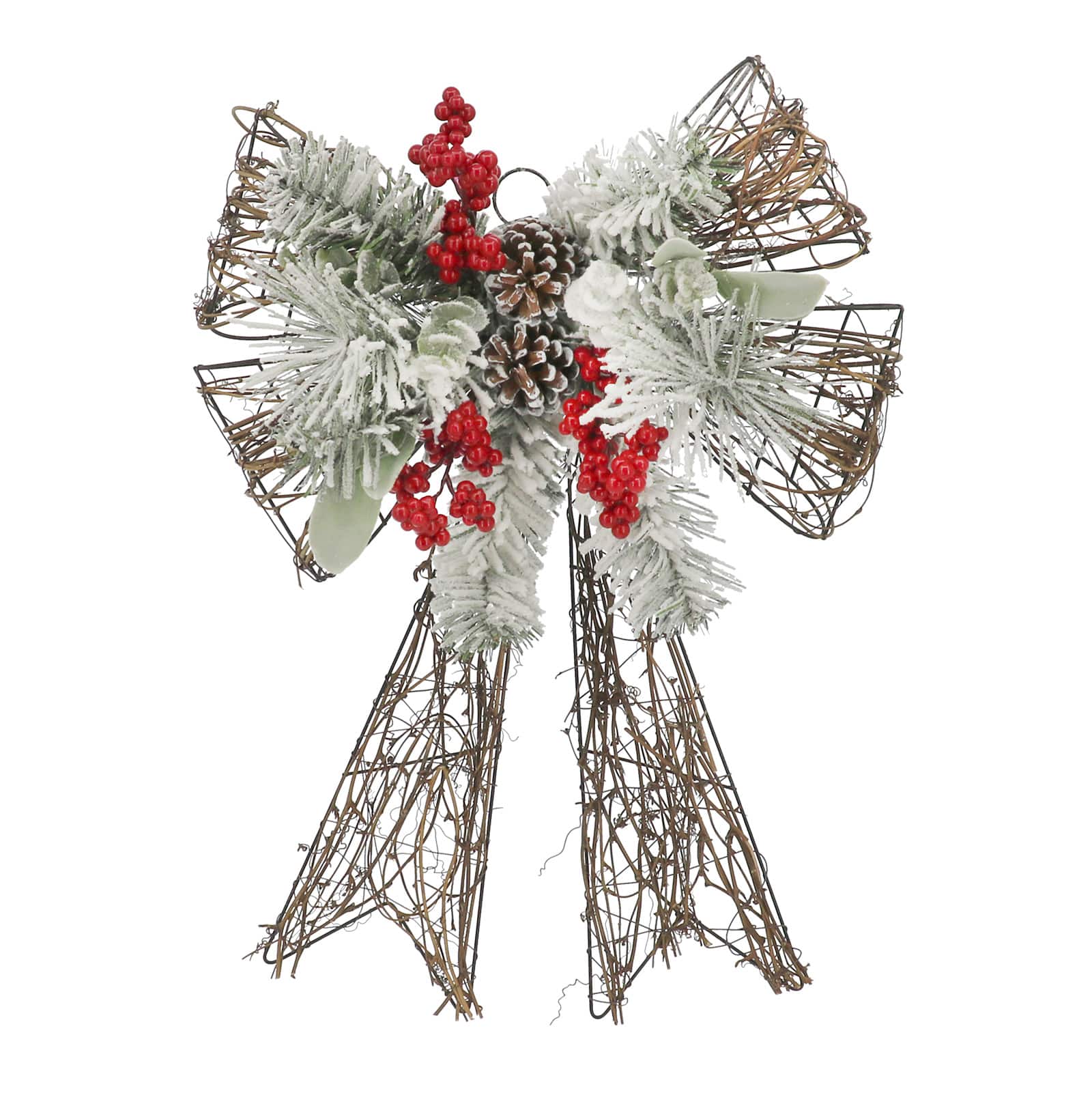 22&#x22; Snowy Pine &#x26; Red Berry Grapevine Bow by Ashland&#xAE;
