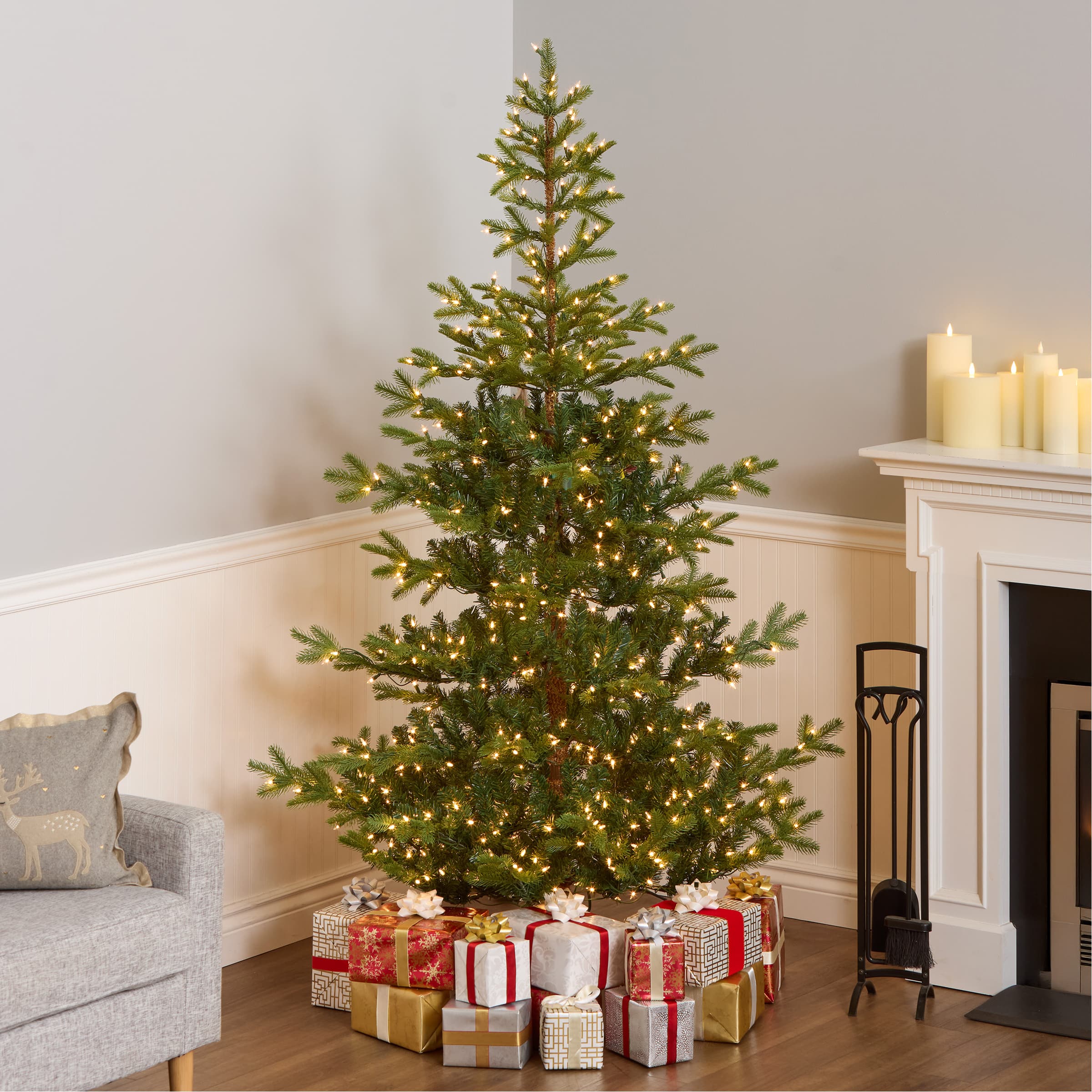 6.5ft. Pre-Lit Feel-Real&#xAE; Norwegian Spruce Artificial Christmas Tree, Clear Lights