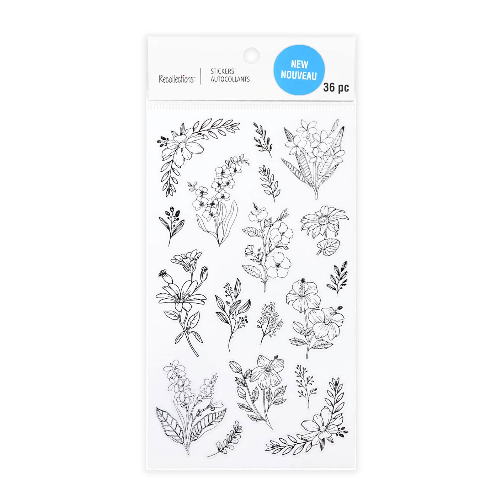 12 Pack: Black Flower Stickers by Recollections™