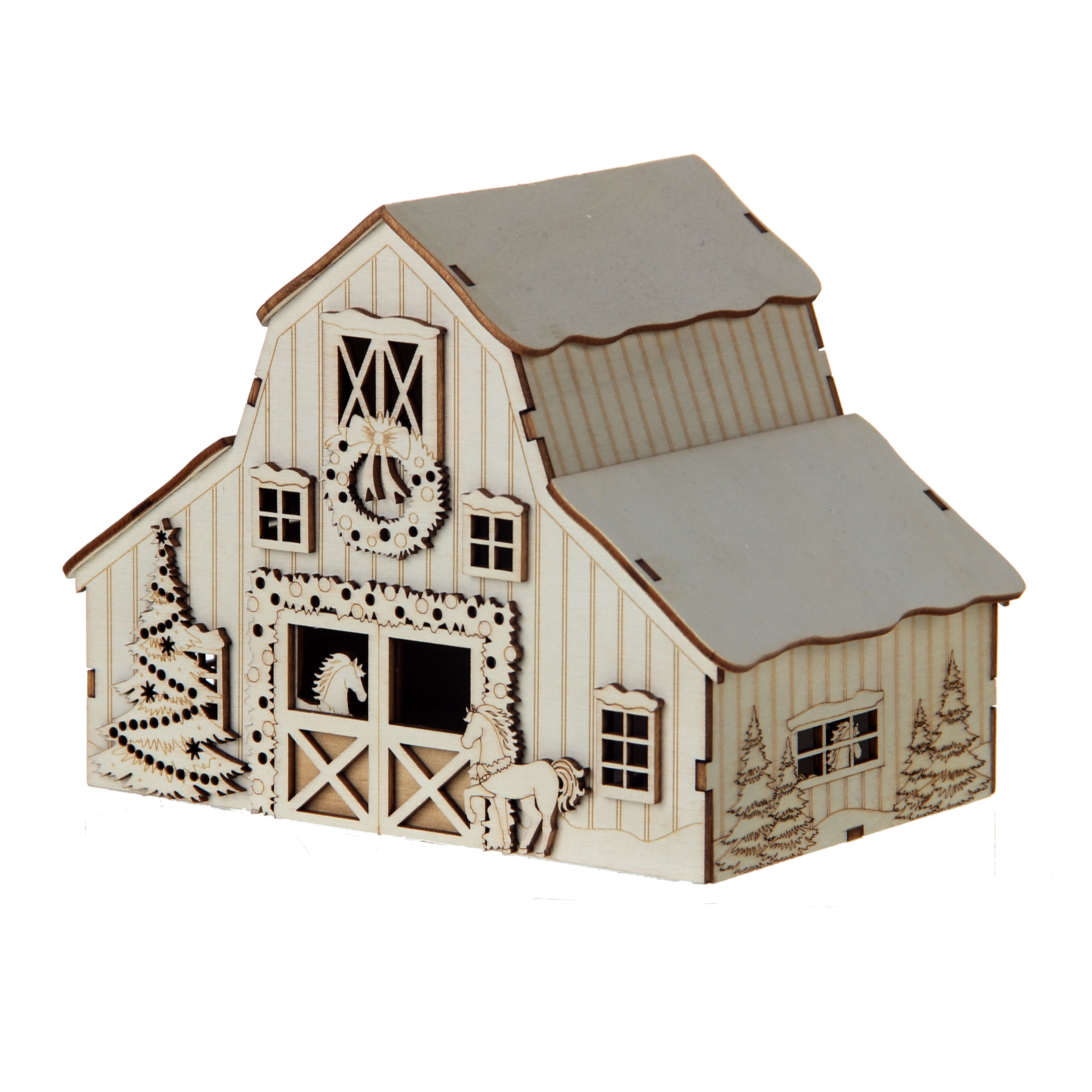 5.25&#x22; DIY Villages Barn LED Wood D&#xE9;cor by Make Market&#xAE;
