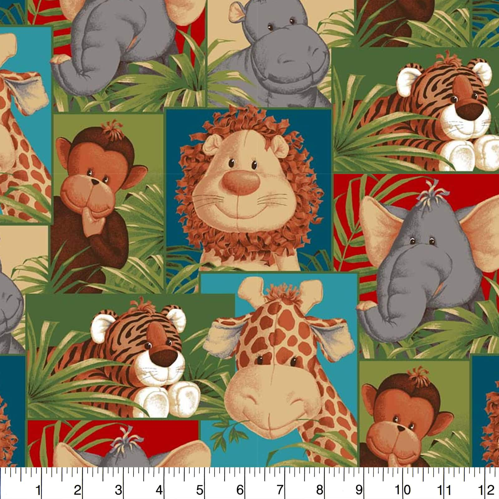 Fabric Traditions Dark Colors Jungle Babies Cotton Fabric