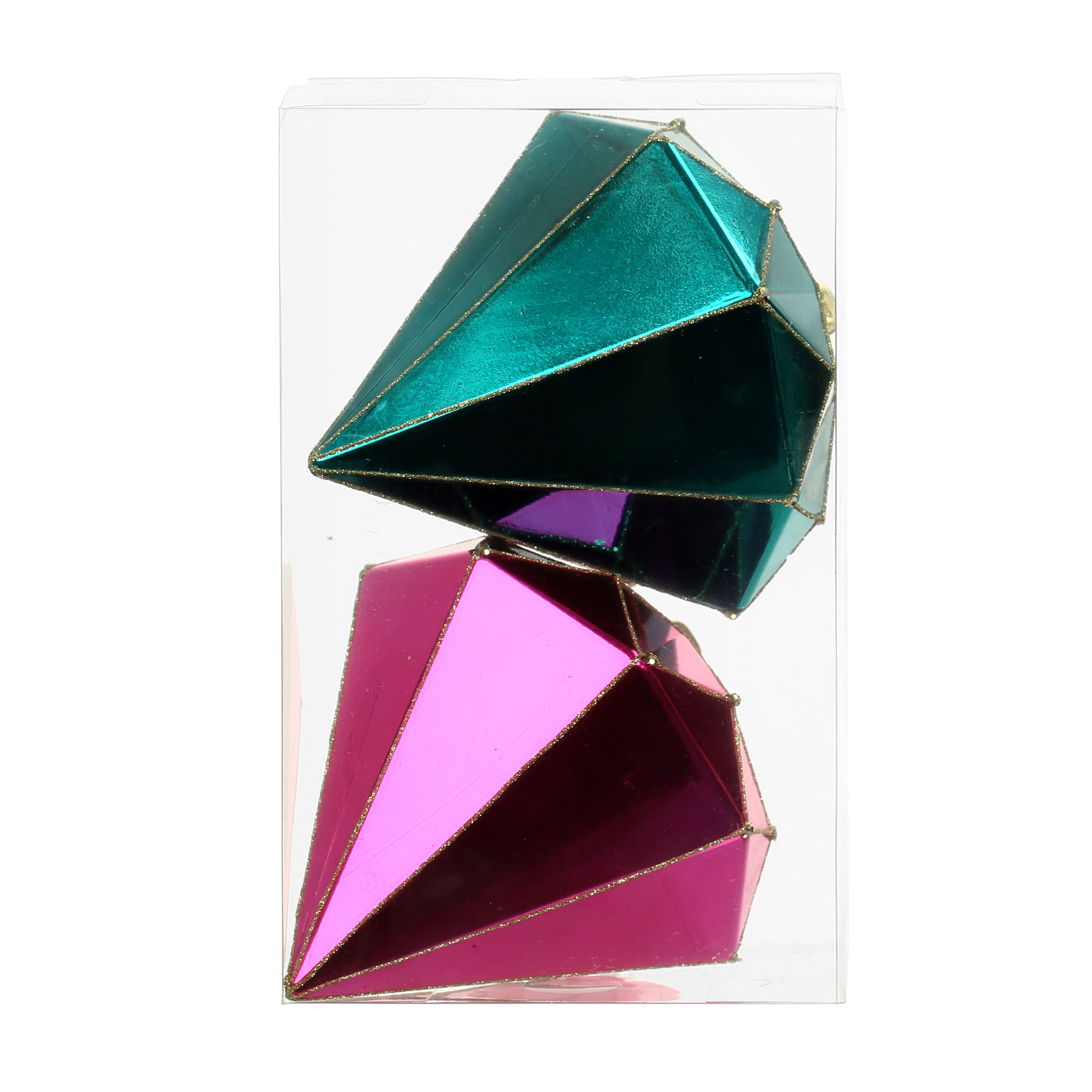 2 Pack 5.4&#x22; Pink &#x26; Teal Shatterproof Diamond Ornaments by Ashland&#xAE;