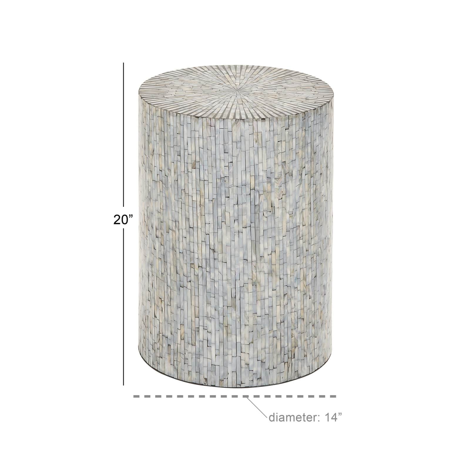 20&#x22; Multicolor Shell &#x26; Wood Contemporary Accent Table