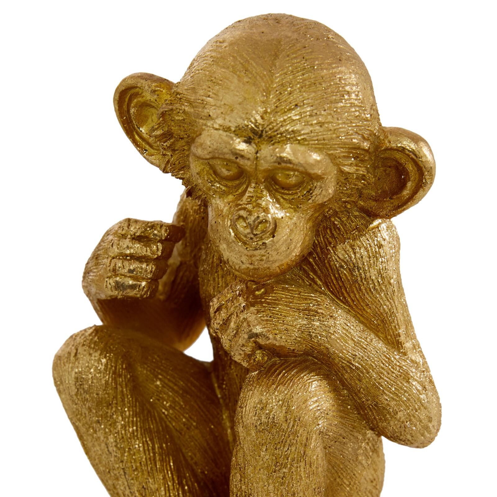 6&#x22; Gold Polystone Monkey Sculpture Set