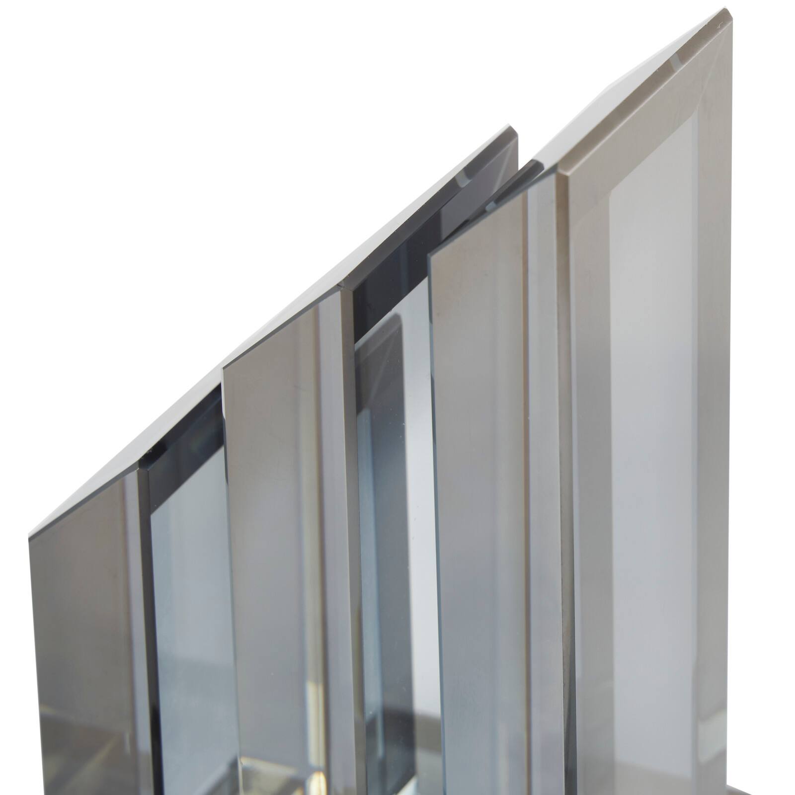 6" Silver Crystal Geometric Pyramid Bookends Set