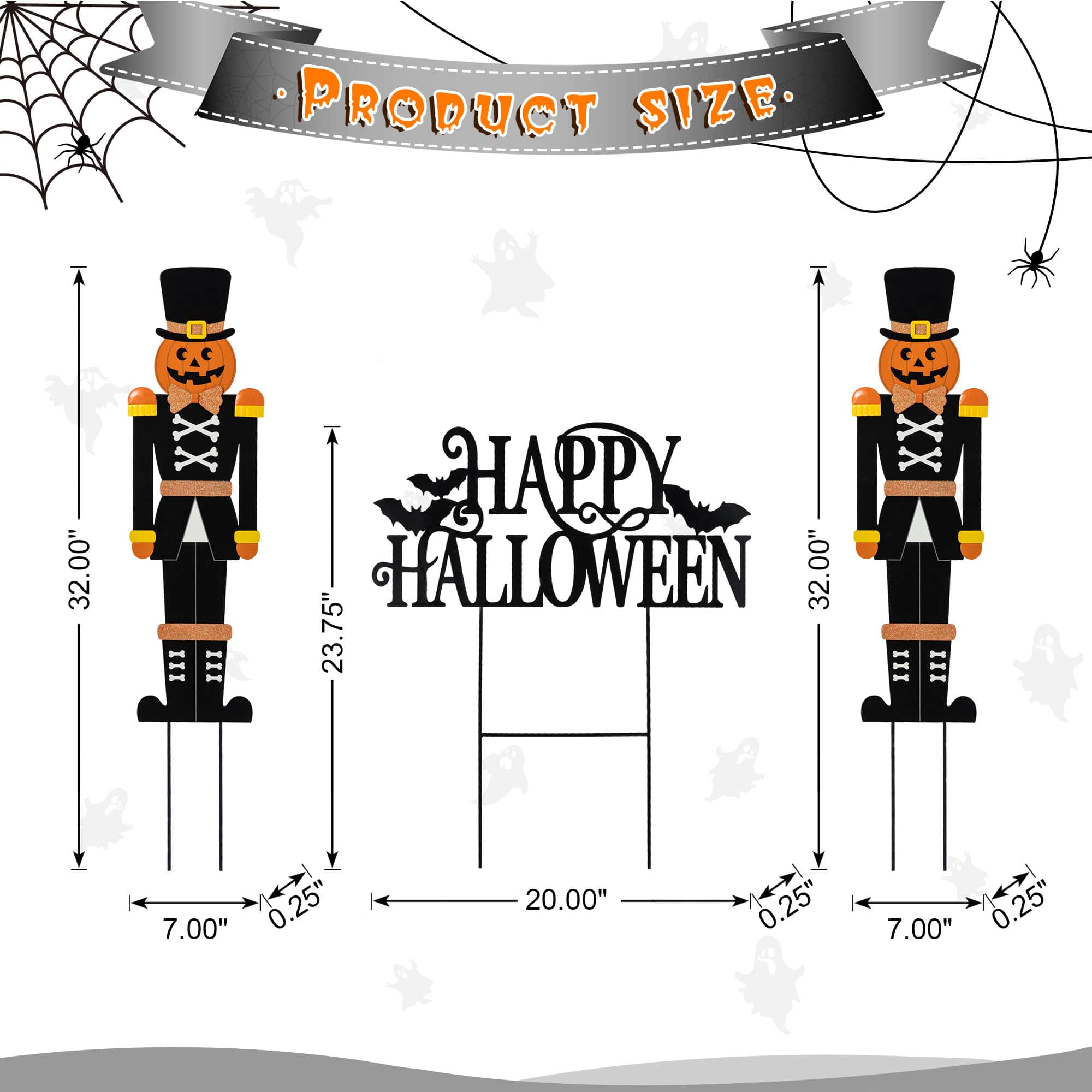 Glitzhome&#xAE; 32&#x22;H Halloween Metal Nutcracker and HAPPY HALLOWEEN Yard Stake Set