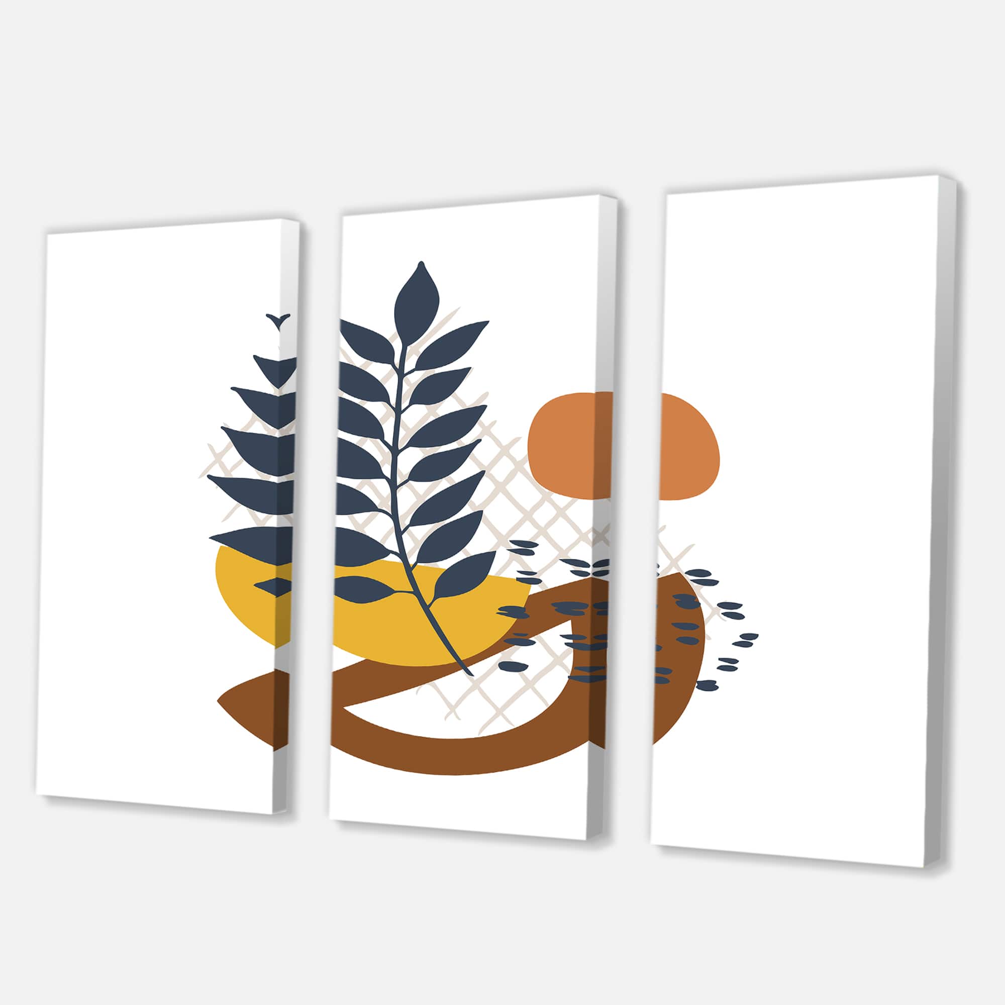 Designart - Elementary Shapes With Abstract Leaves - Modern Canvas Wall Art Print