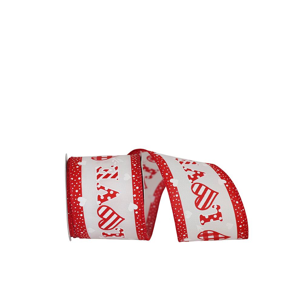 JAM Paper 2.5" x 10yd. Wired Gingham Heart Love Ribbon