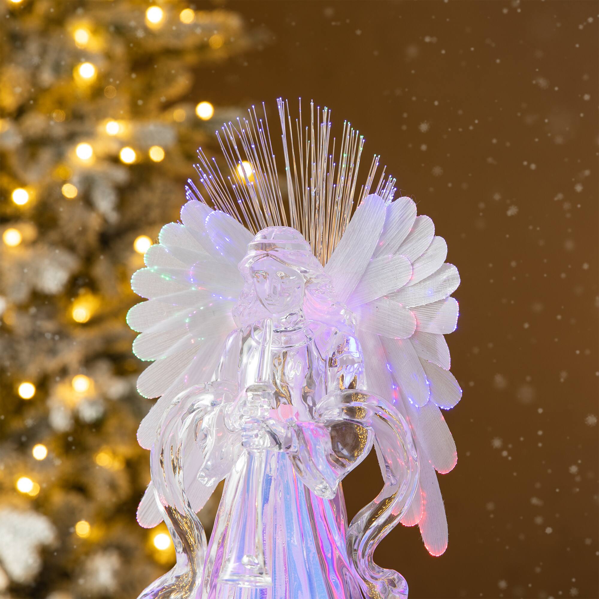 Glitzhome&#xAE; 12&#x22; Acrylic Lighted Tabletop Angel Figurine