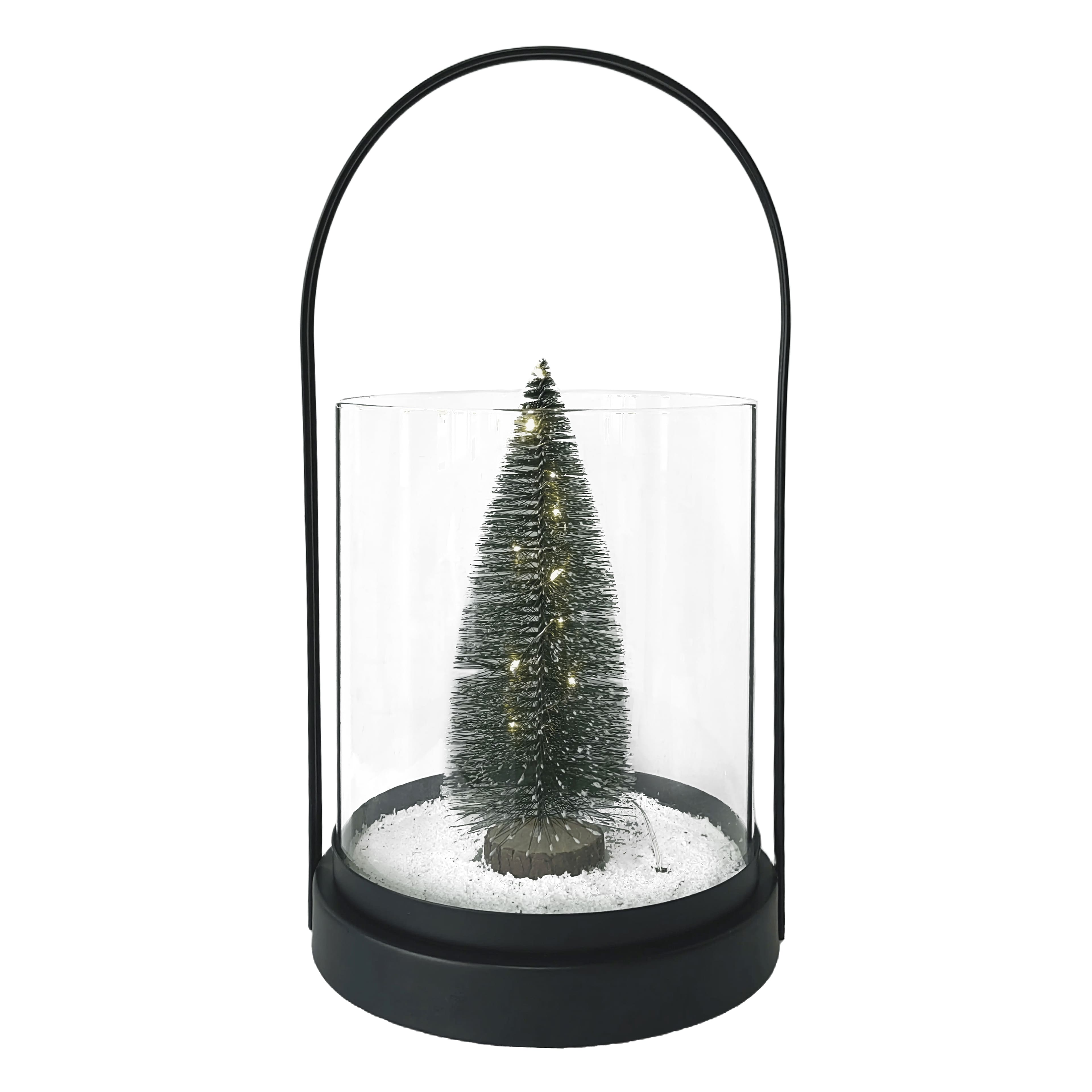 Lanterne noire avec arbre de No&#xEB;l illumin&#xE9; de lumi&#xE8;res DEL de 38,1&#xA0;cm d&#x2019;Ashland