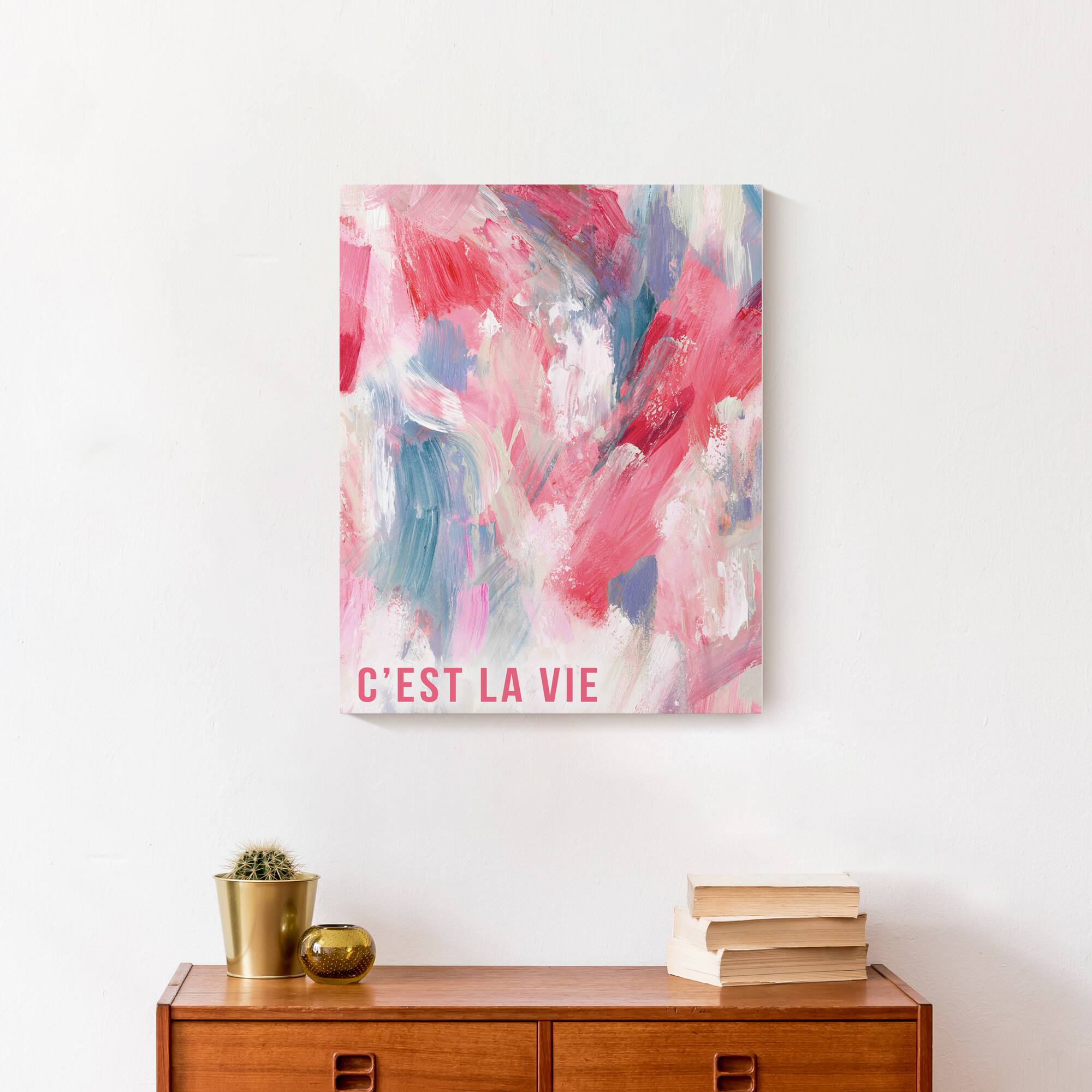 Abstact Painterly Pink 16" x 20" Canvas Wall Art