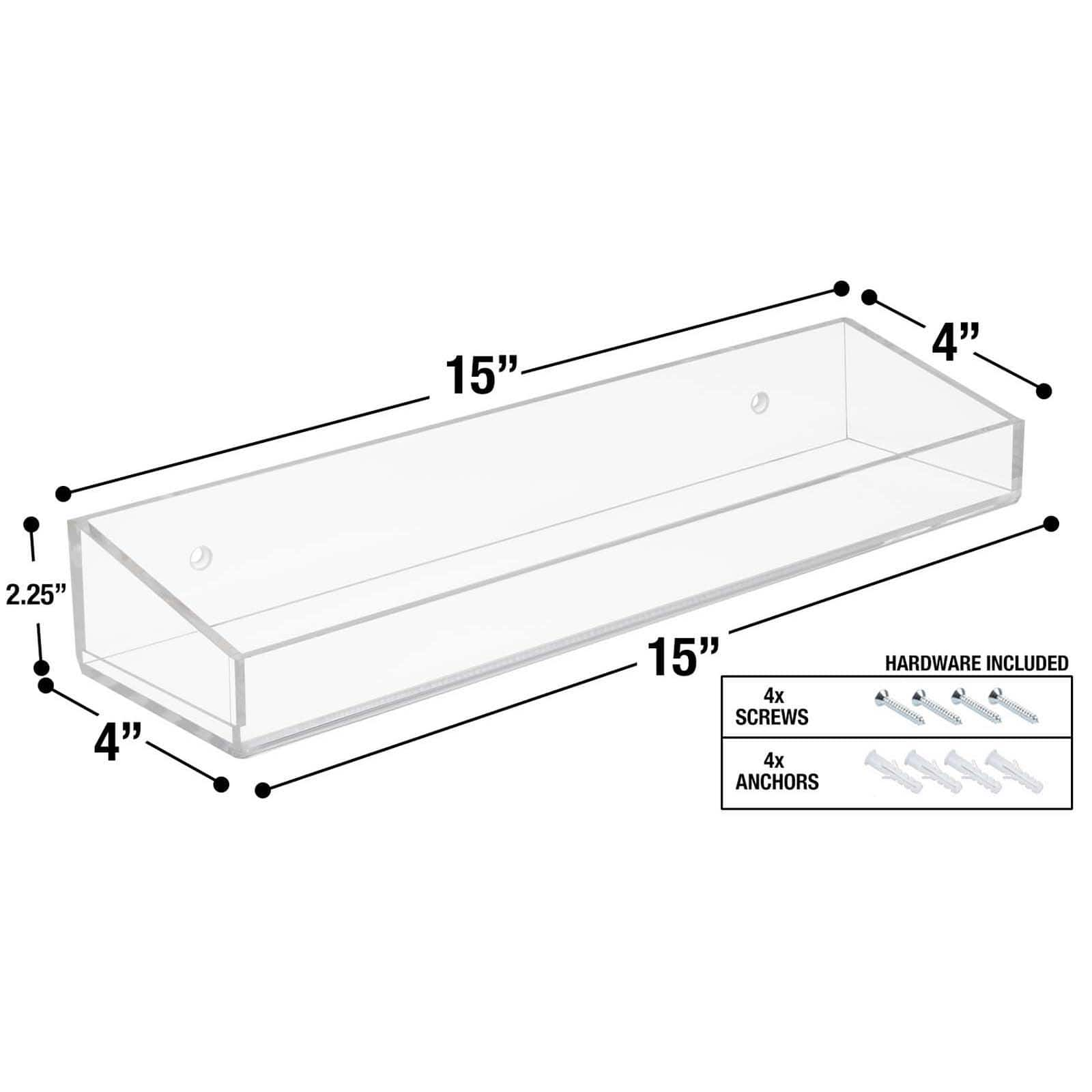 Sorbus 16&#x22; Acrylic Bathroom Floating Display Shelves, 2ct.