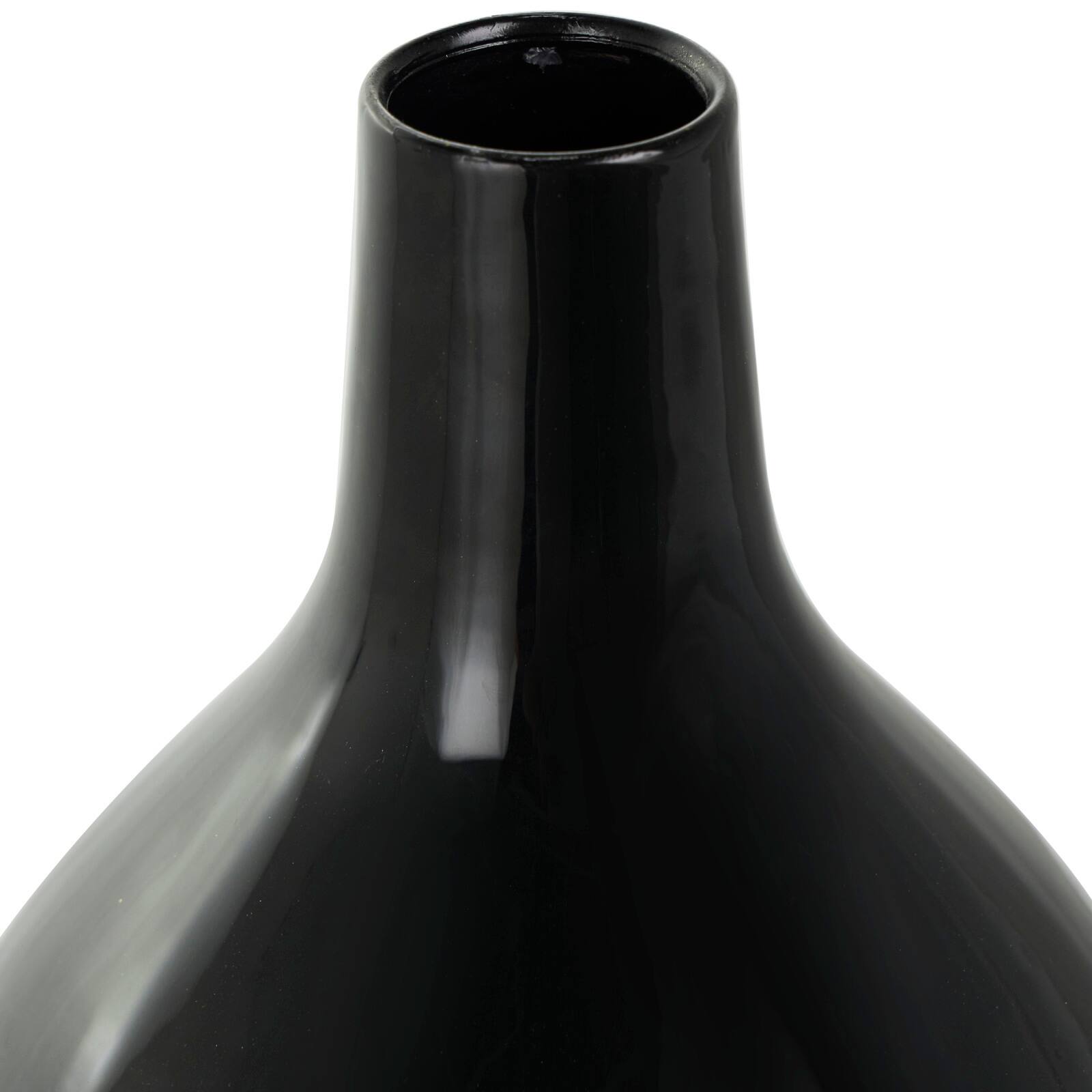 13" Black Metal Abstract Vase with Gold Detailing