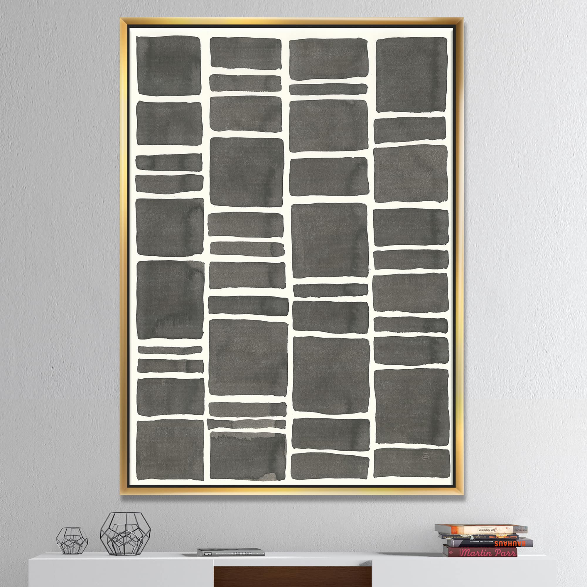 Designart - Minimalist Graphics IV - Transitional Canvas in Gold Frame