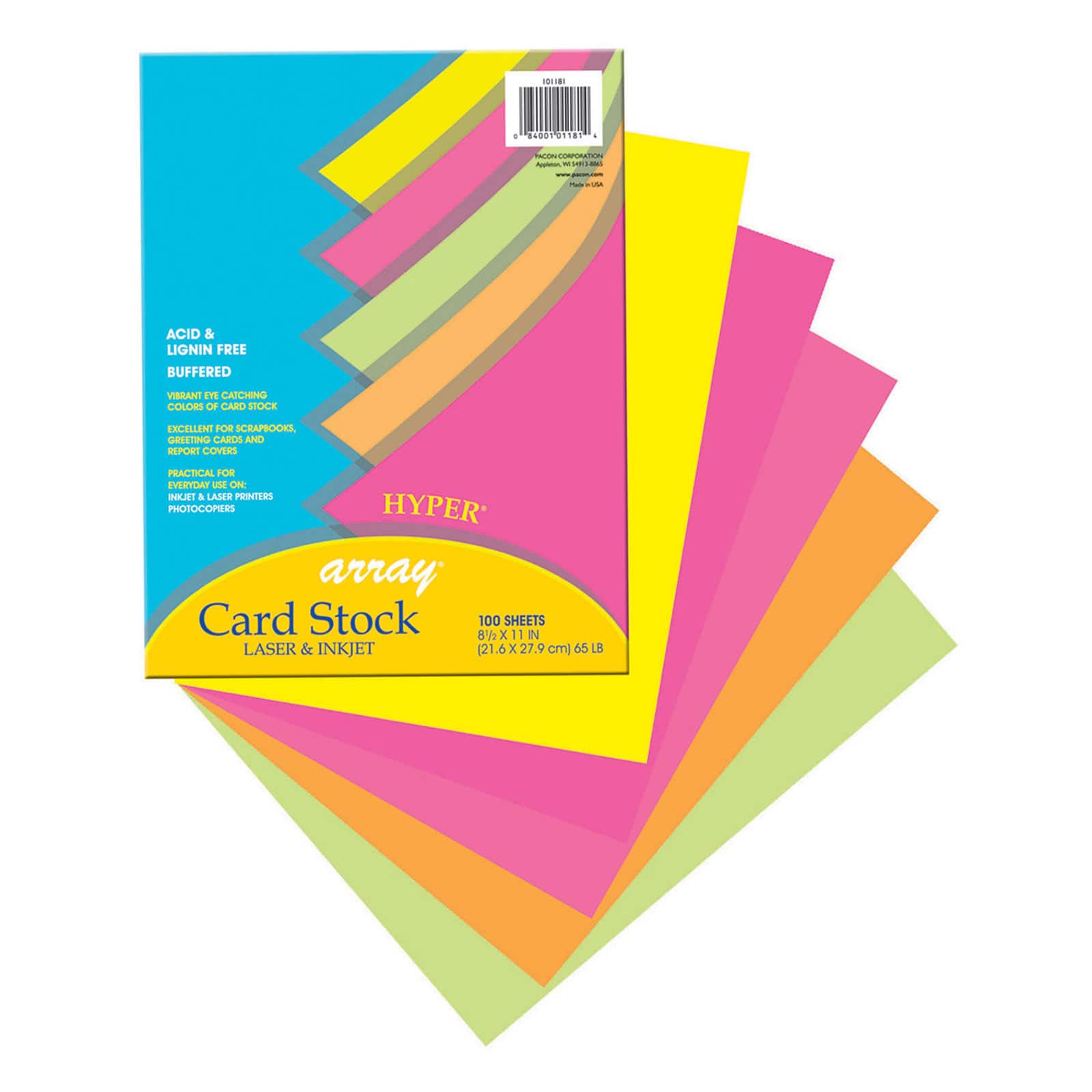 Pacon® Hyper Assorted Colors Cardstock Paper, 8.5" x 11"