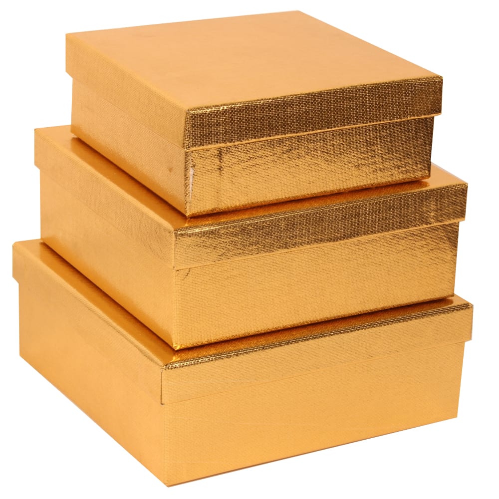 JAM Paper Gold Square Gift Box Nesting Set