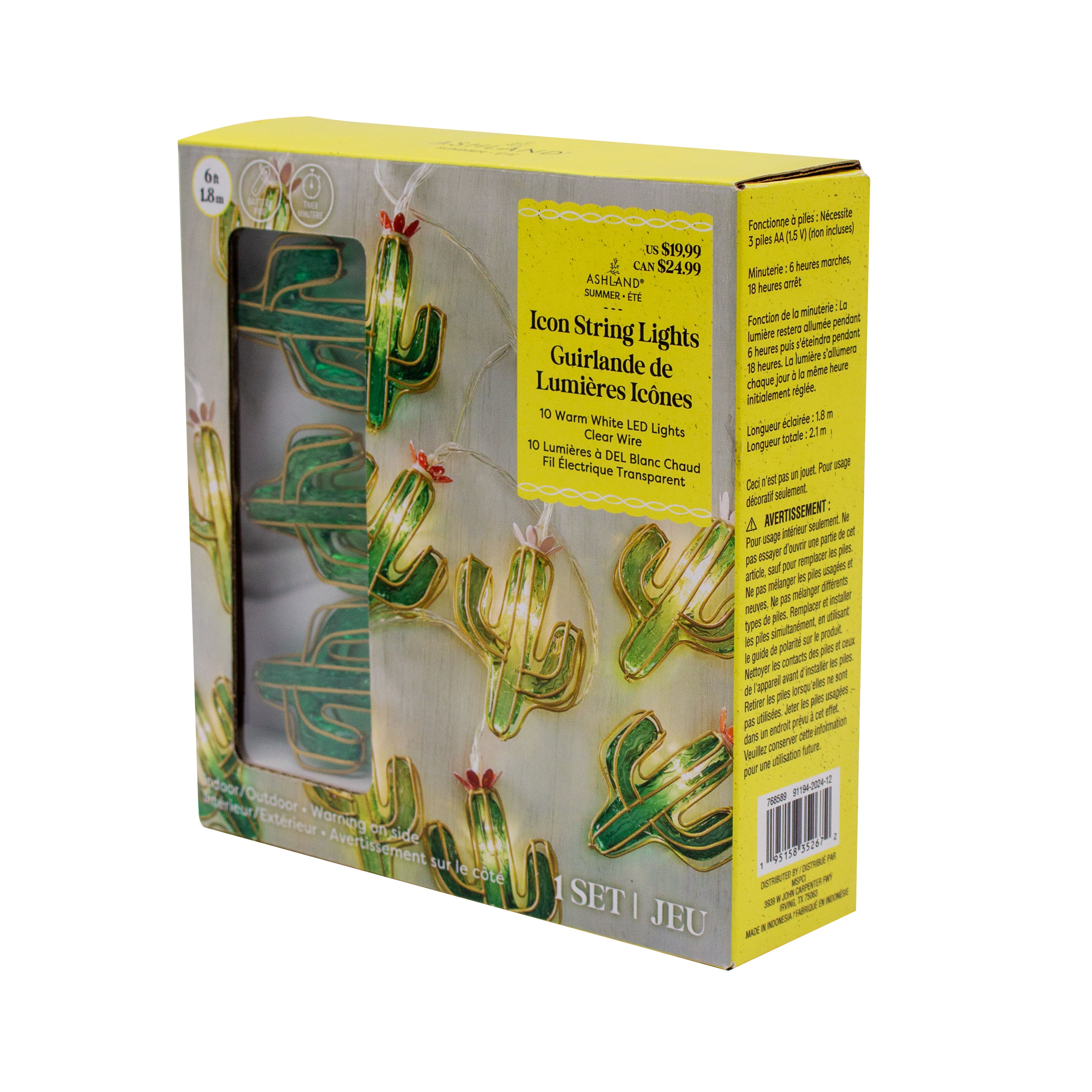 10ct. Cactus Icon Warm White LED String Lights by Ashland&#xAE;