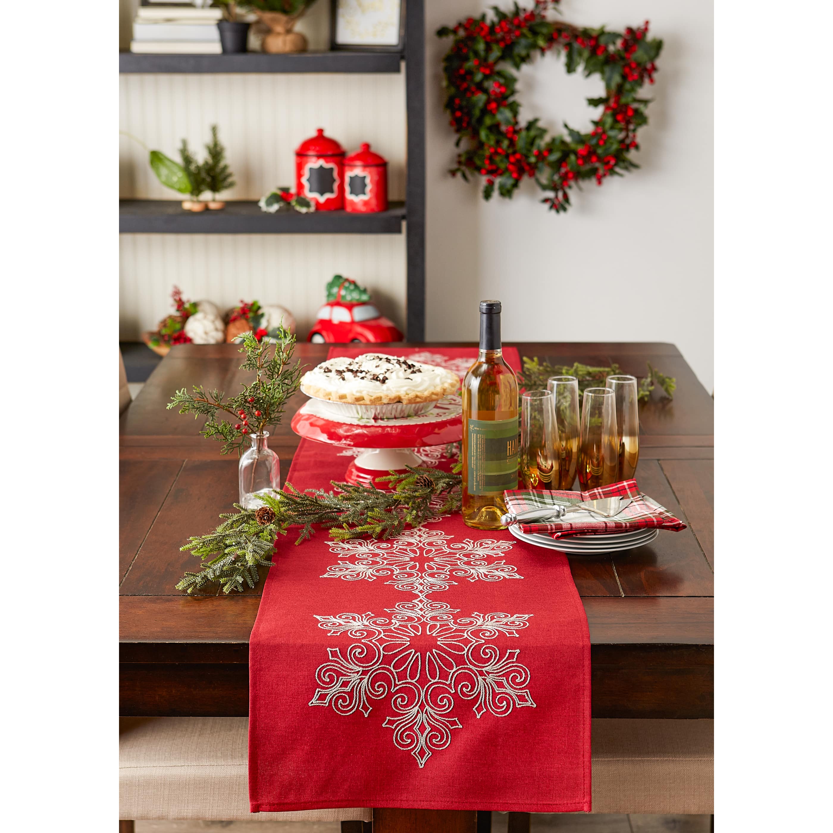 DII&#xAE; 70&#x22; Sparkle Snowflakes Embroidered Table Runner