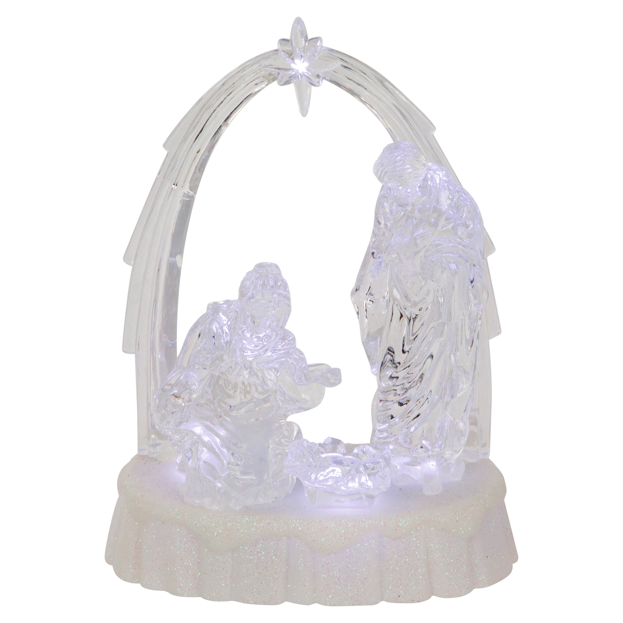 lighted crystal nativity set