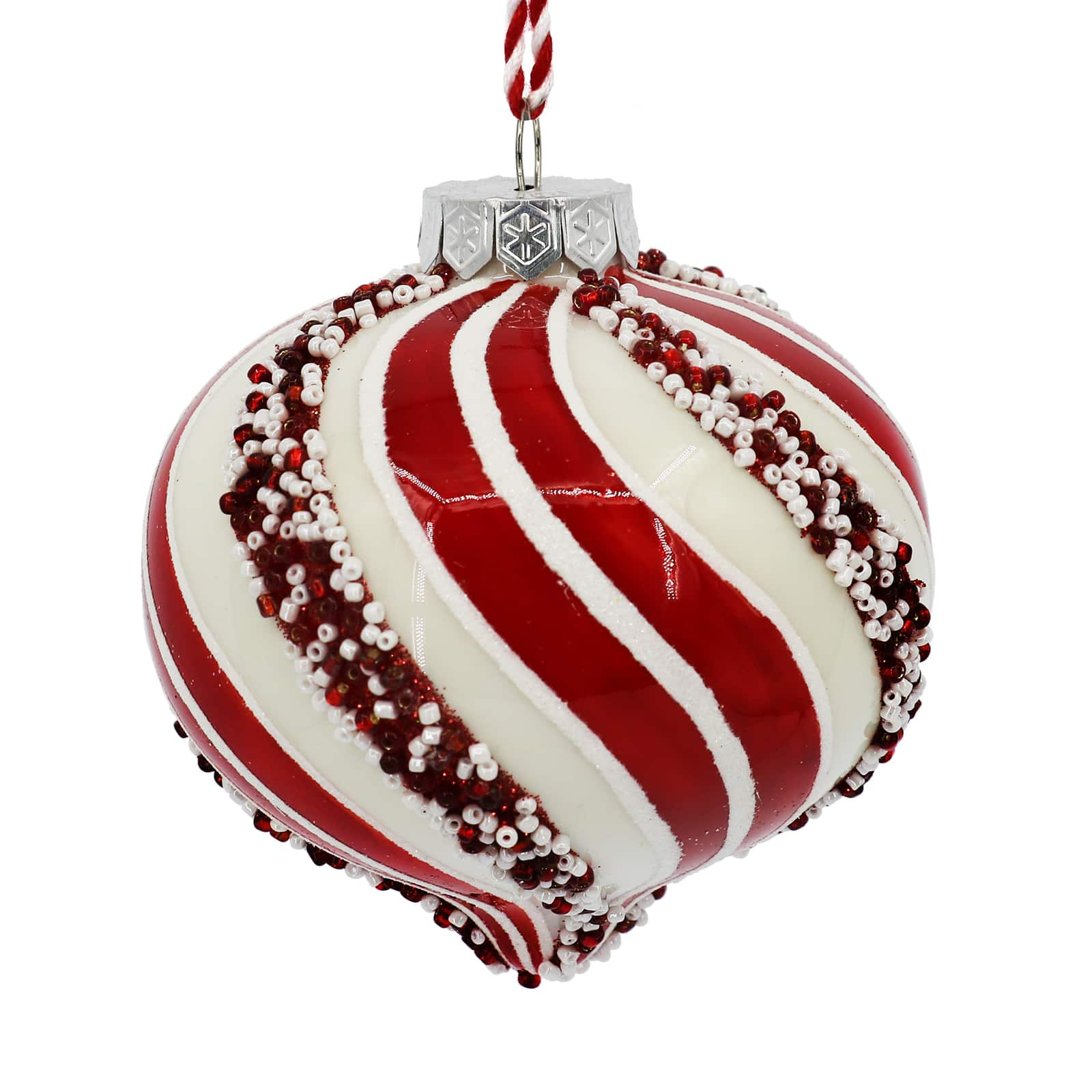 Assorted Red &#x26; White Swirl Glass Ornament by Ashland&#xAE;