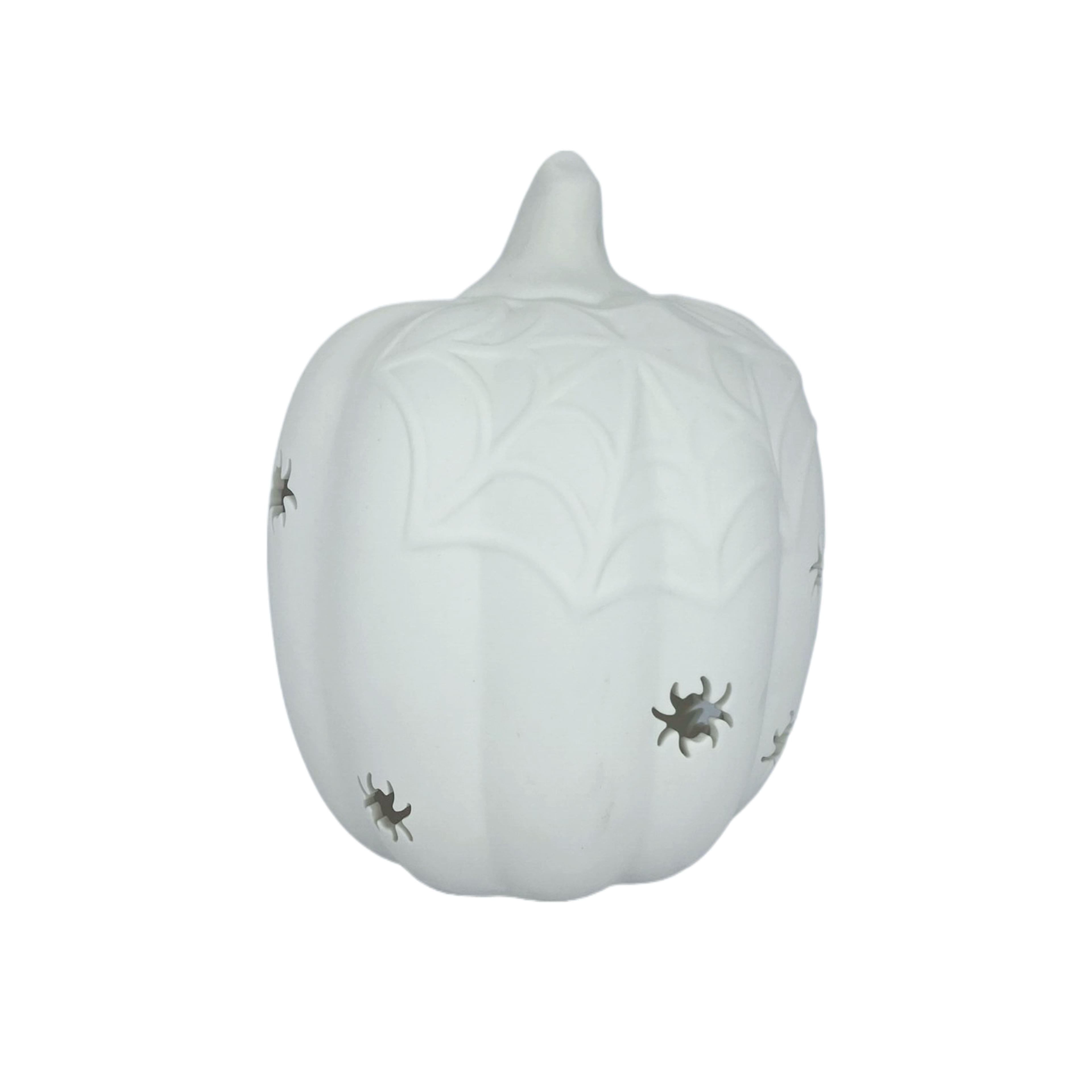 7.25&#x22; DIY Ceramic LED Pumpkin with Spiders D&#xE9;cor by Make Market&#xAE;
