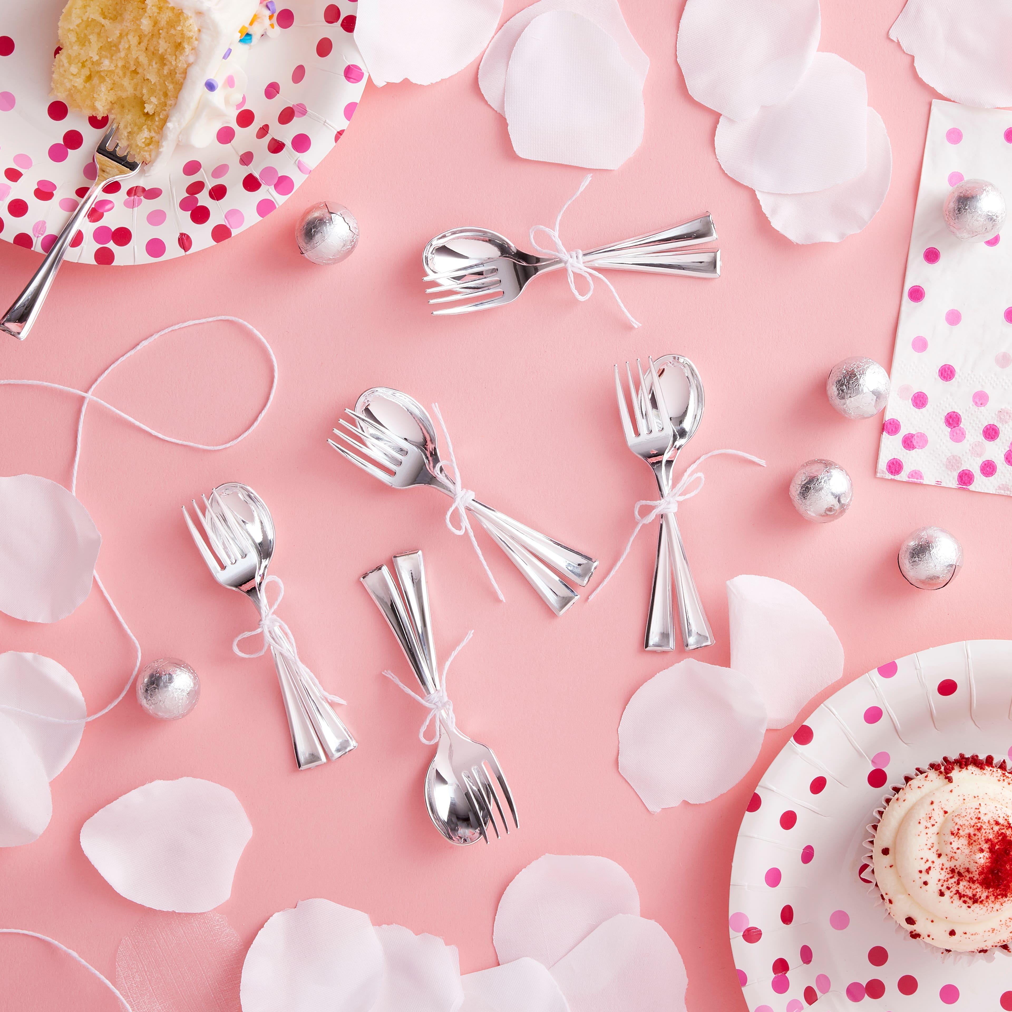 12 Packs: 24 ct. (288 total) Silver Plastic Mini Spoons by Celebrate It&#x2122;