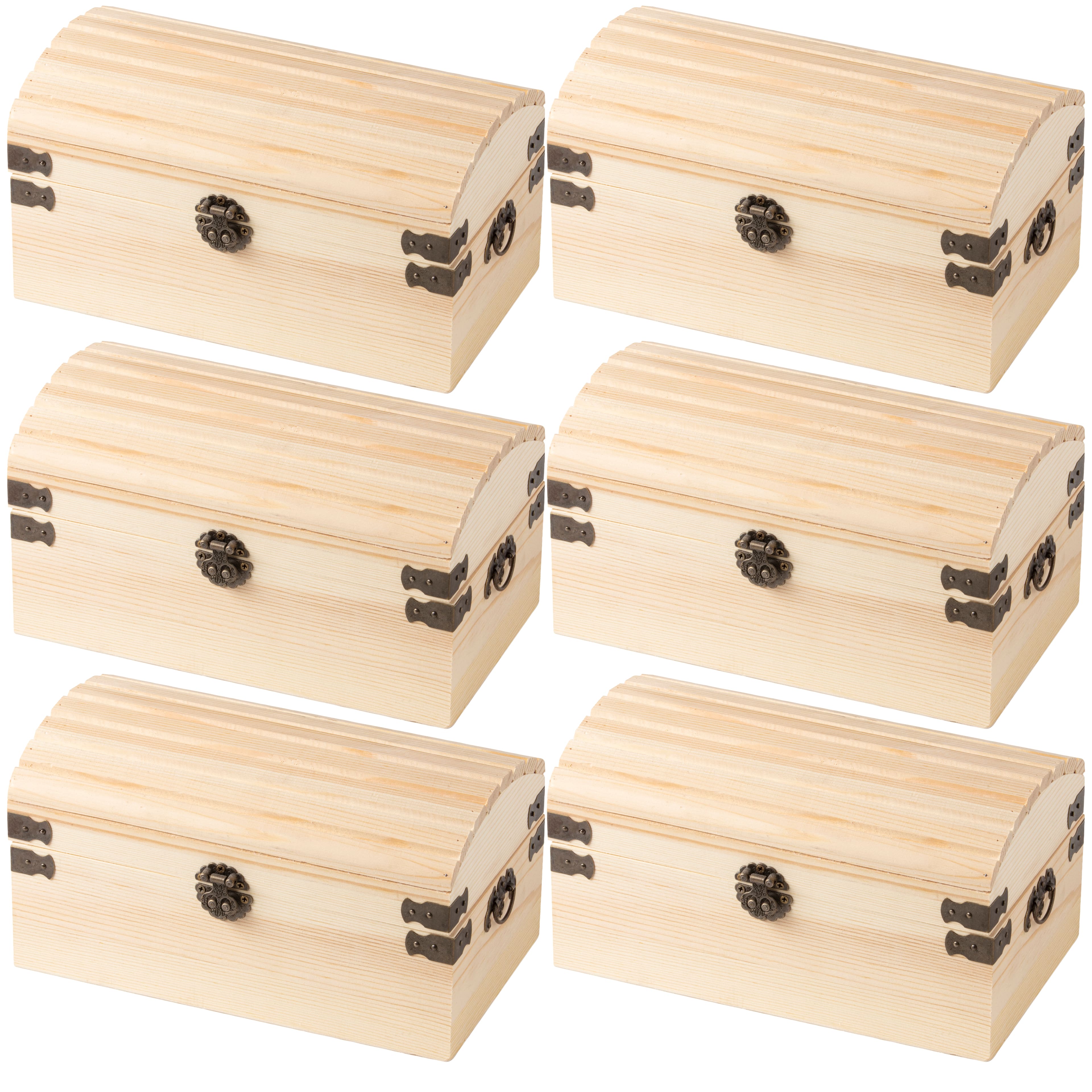 6 Pack: 9" x 5" Ornate Wood Treasure Chest by Make Market®