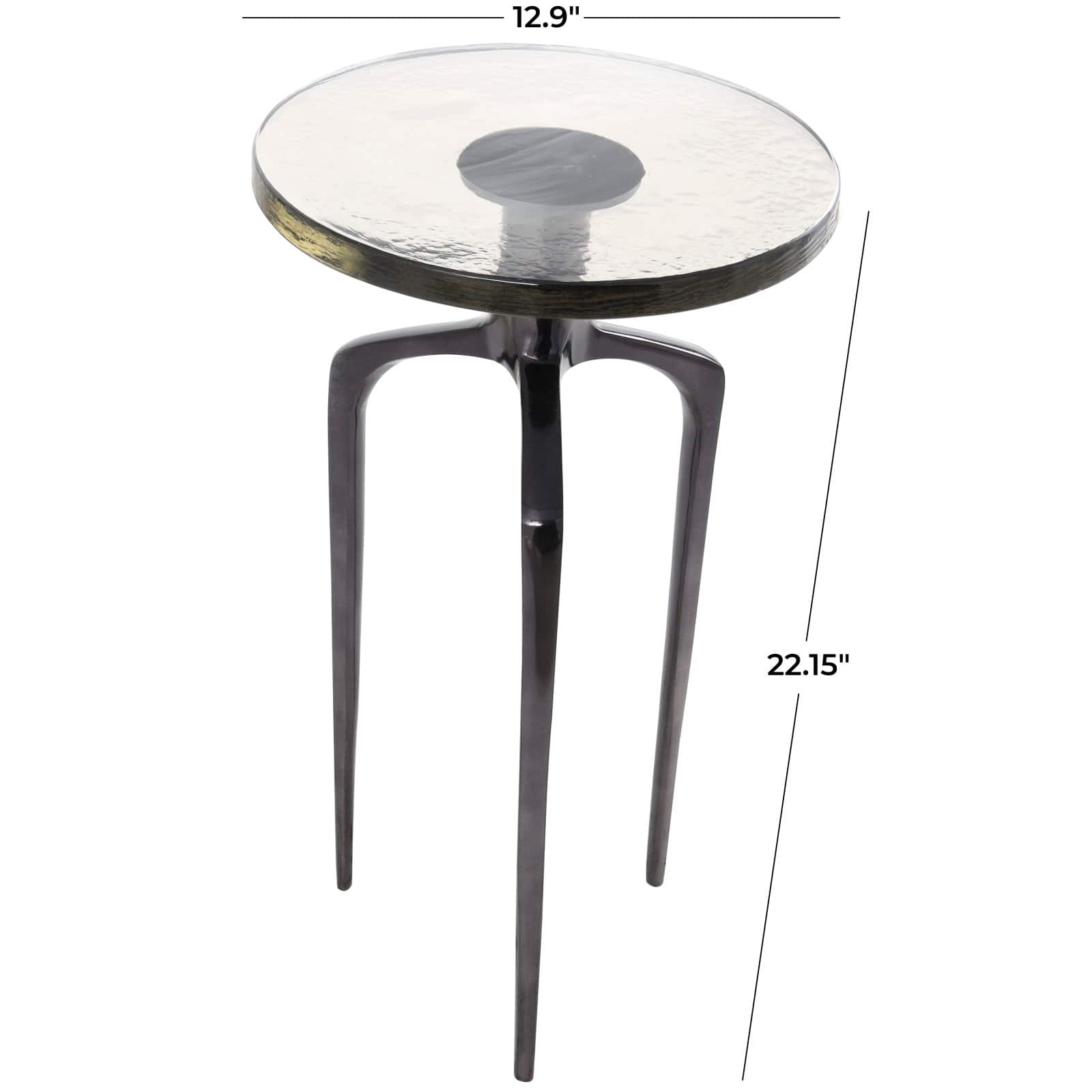22&#x22; Accent Table with Textured Glass Tabletop