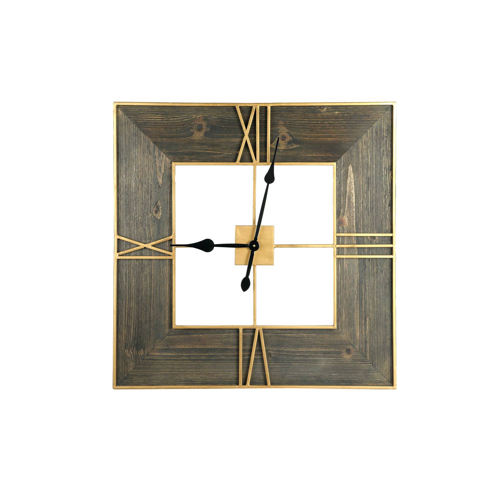 Hello Honey® 2.5ft. Gold Trimmed Wooden Square Wall Clock