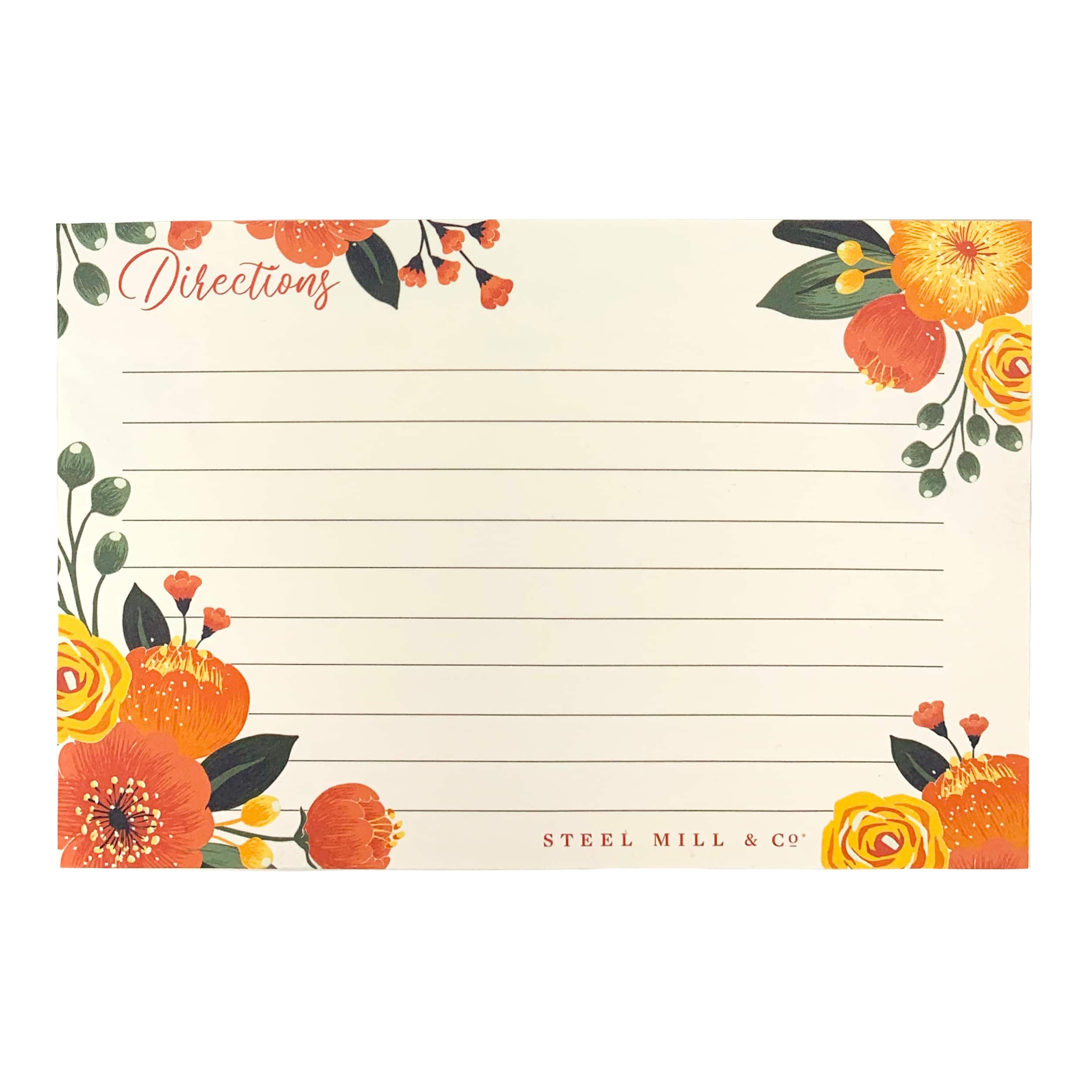 Steel Mill &#x26; Co.&#xAE; Orange Floral Recipe Cards