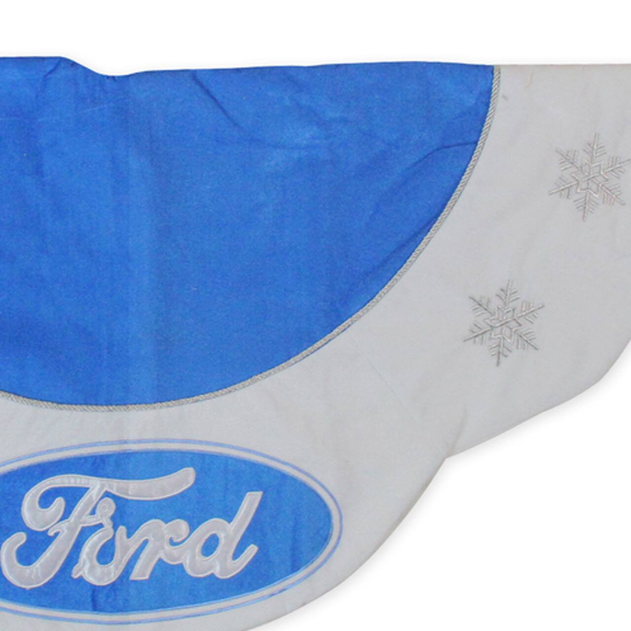 45.5" Blue & White Ford Scalloped Christmas Tree Skirt