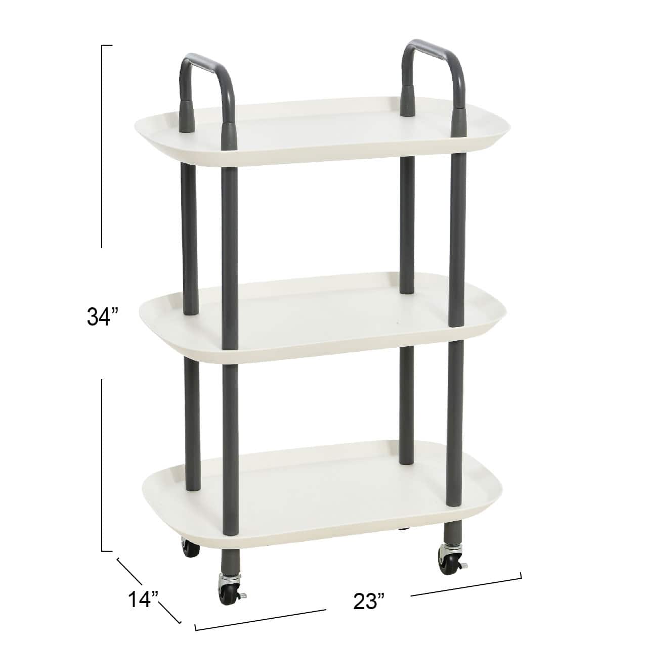 Hello Honey® Main + Mesa™ 3-Tier Modern Plastic and Metal Trolley