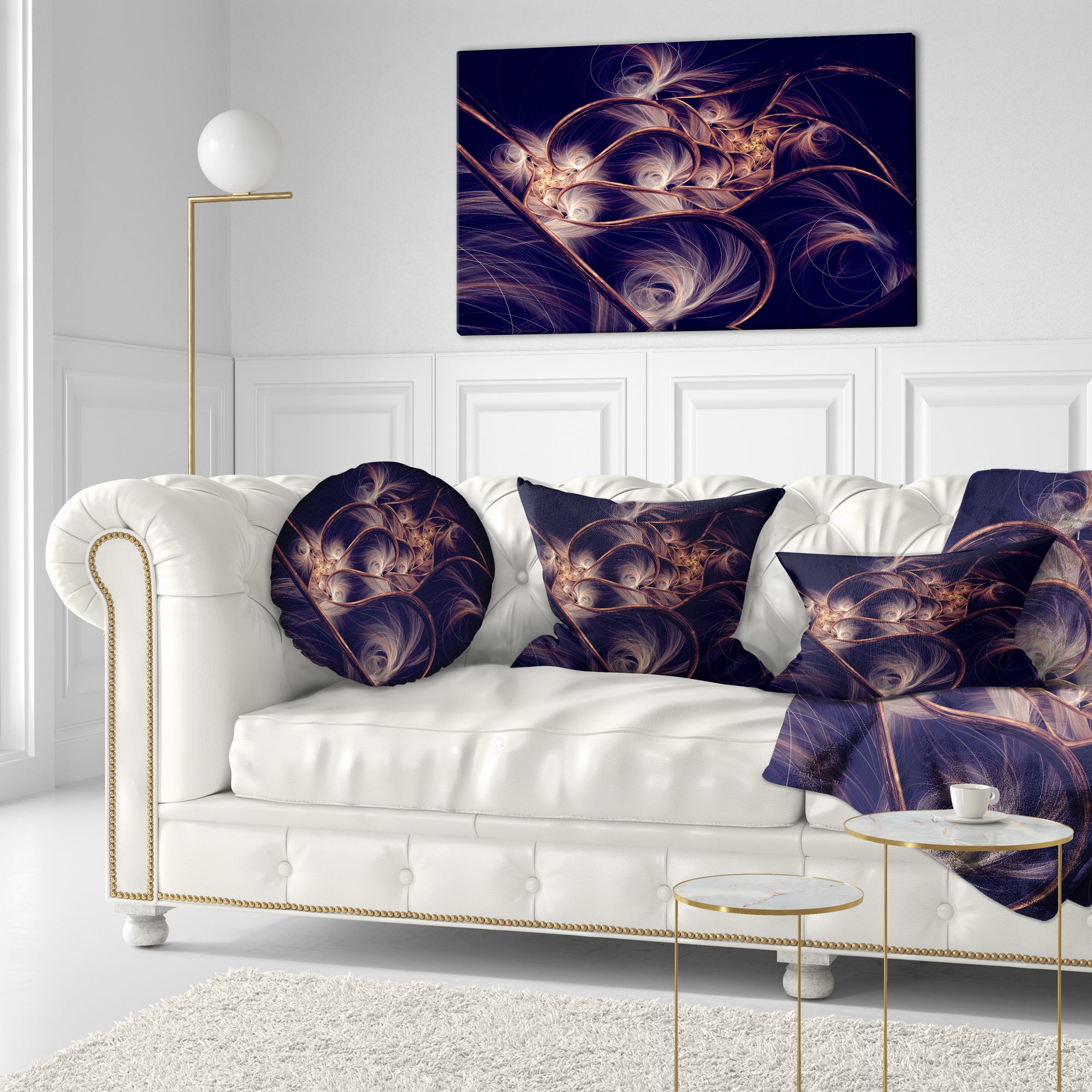 Designart - Dark Gold Fractal Flower Pattern - Abstract Canvas Art Print